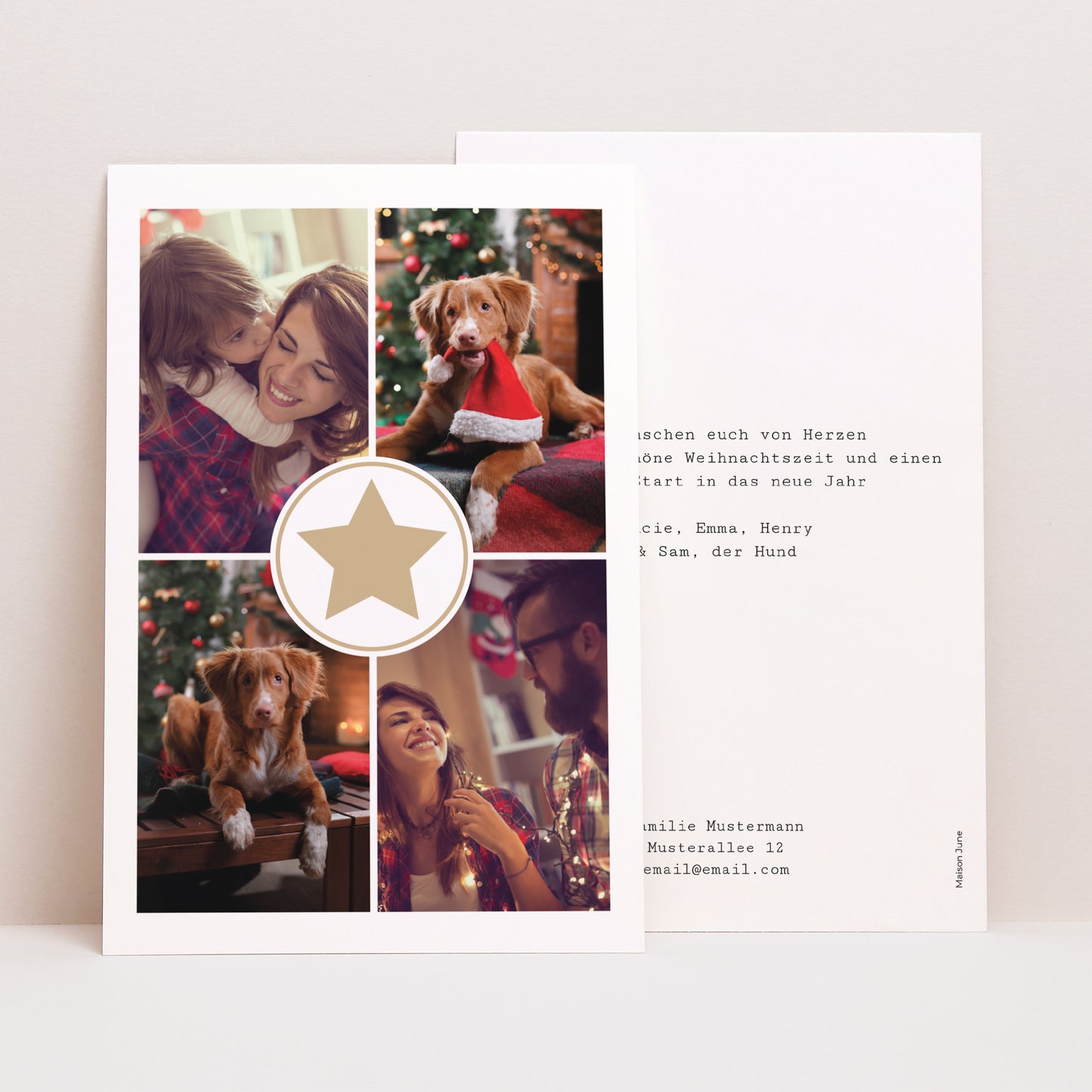 Weihnachtskarte Weihnachten PortraitPorträt Goldener Stern foto N° 1