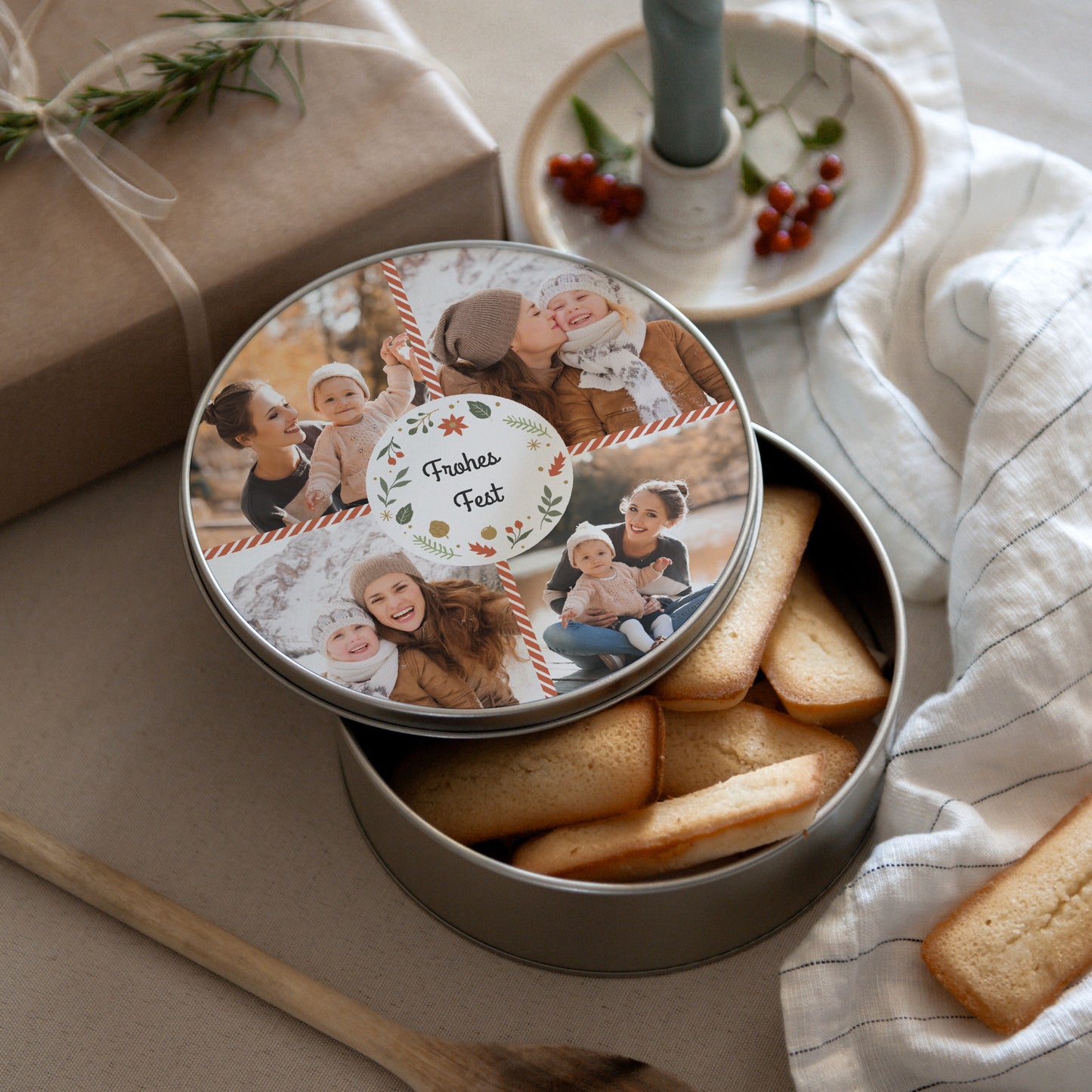 Metalldose Objekte Runde Süße Weihnachten foto N° 3
