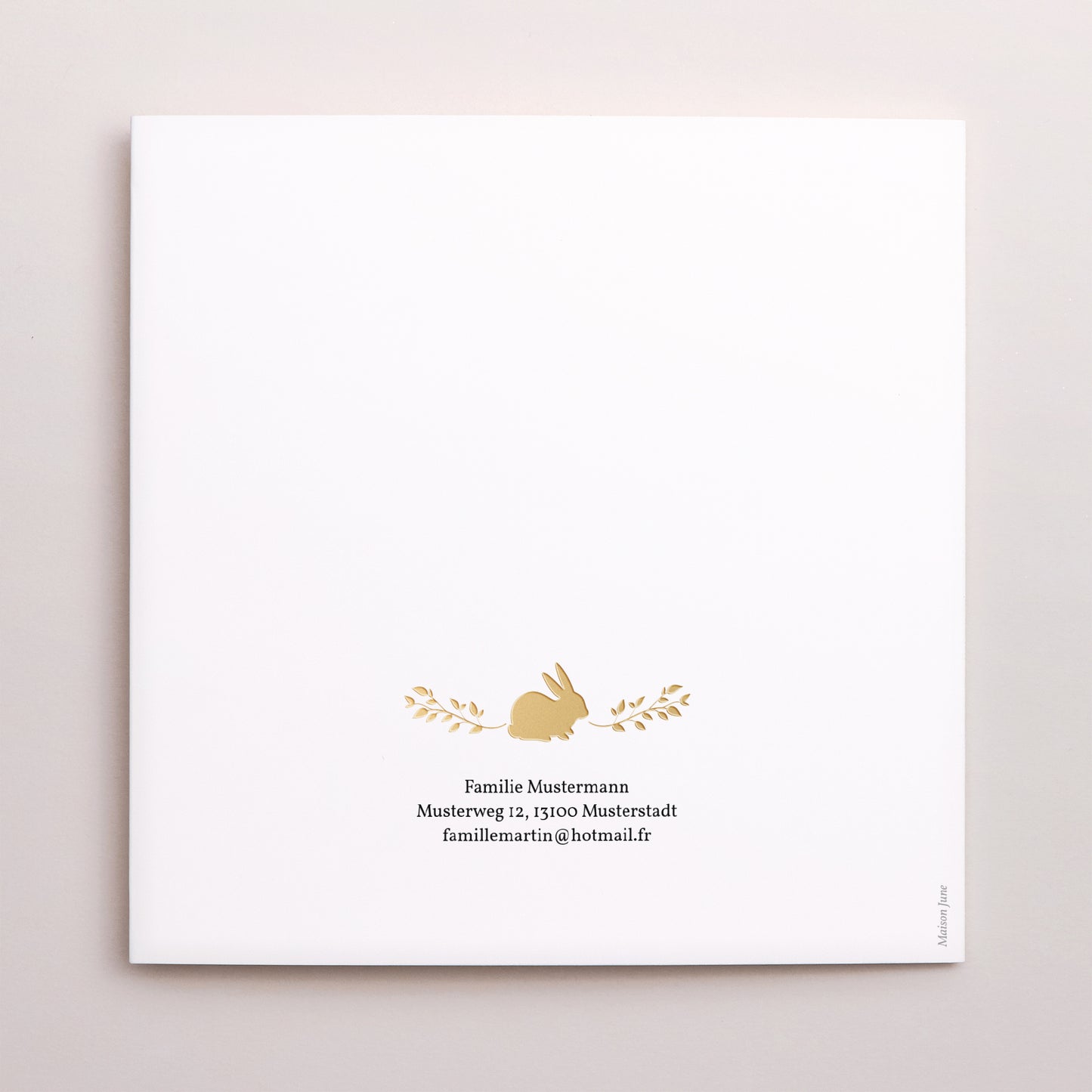 Geburtskarte Doppelflügiges Quadrat Goldenes Kaninchen foto N° 3
