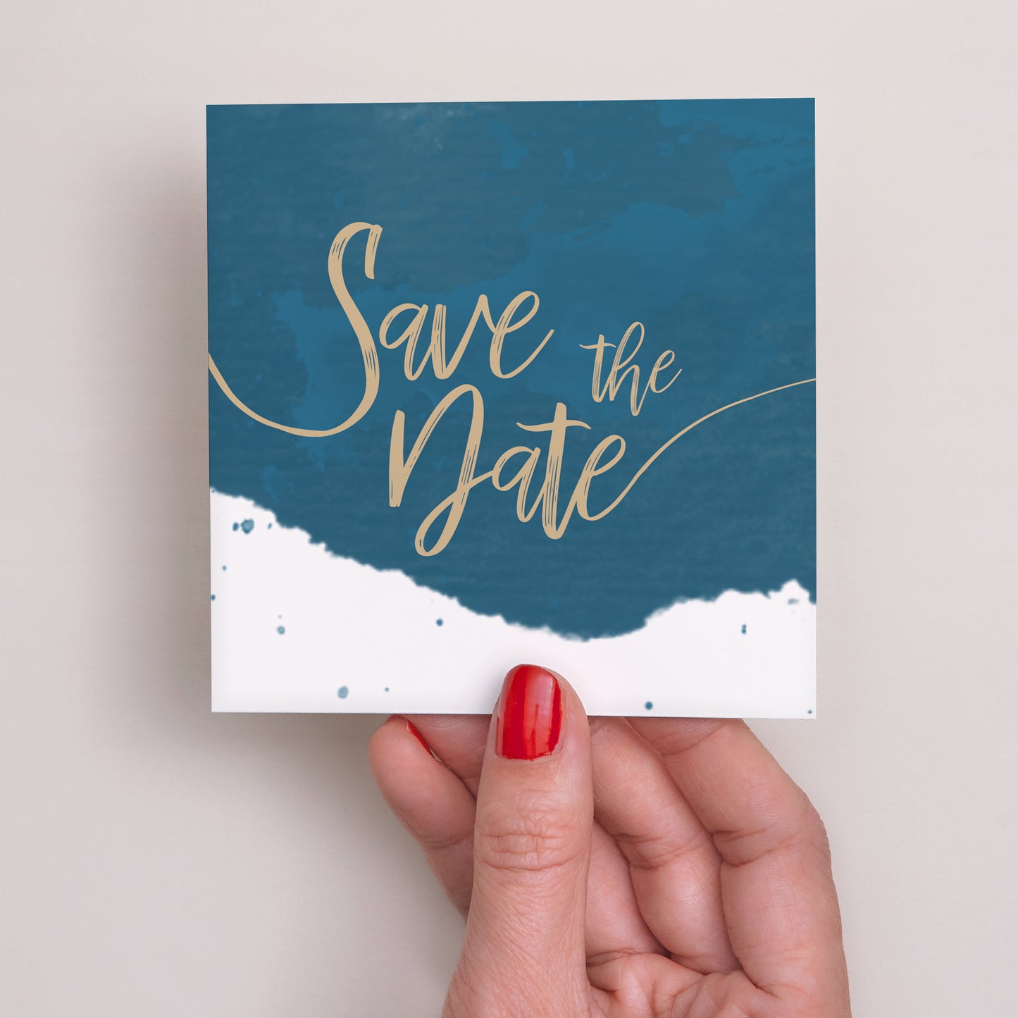 Save the date Karte Hochzeit Quadrat Das blaue Gold foto N° 2