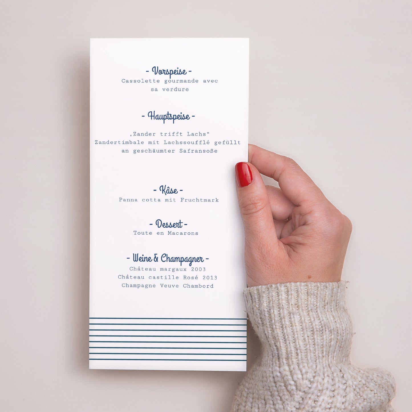 Menükarte Hochzeit Panoramatisches Porträt Das blaue Gold foto N° 3