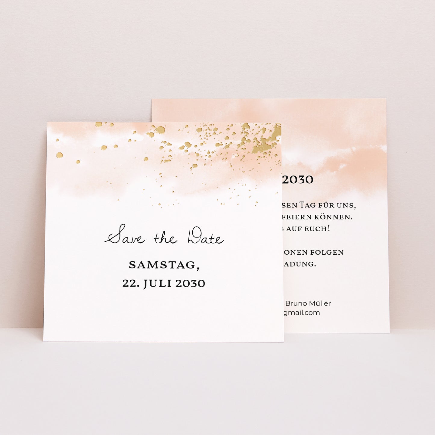 Save the date Karte Hochzeit Quadrat Aquarello foto N° 1