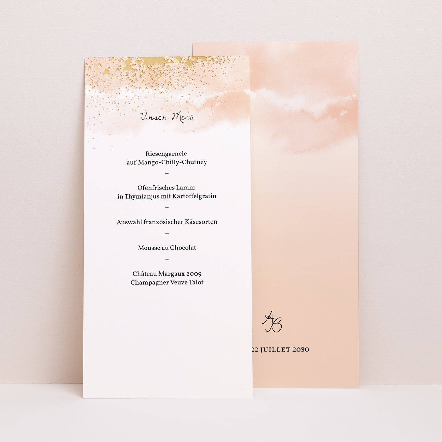 Menükarte Hochzeit Panoramatisches Porträt Aquarello foto N° 1