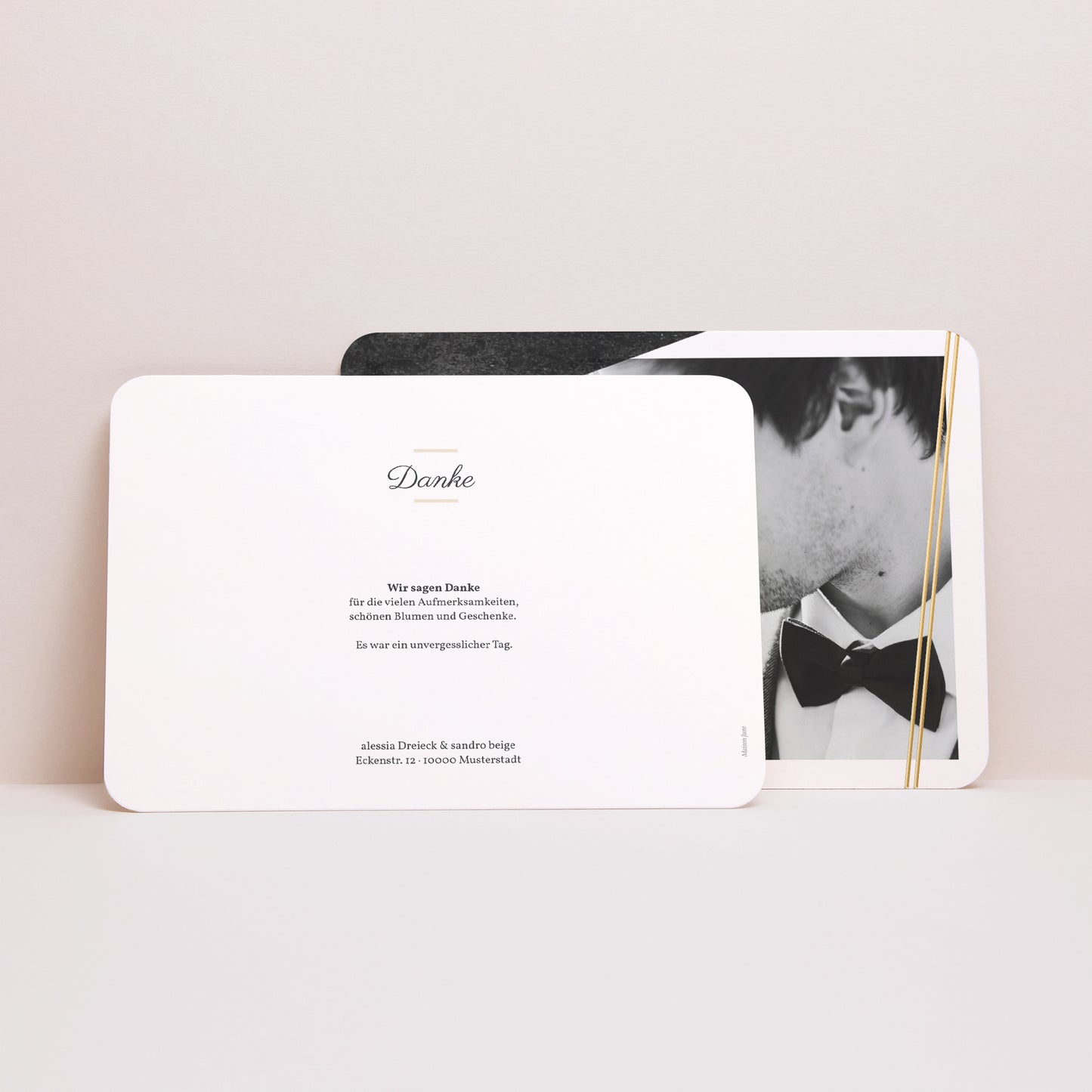 Dankeskarte Hochzeit Landschaft, abgerundete Ränder Mineralien foto N° 3