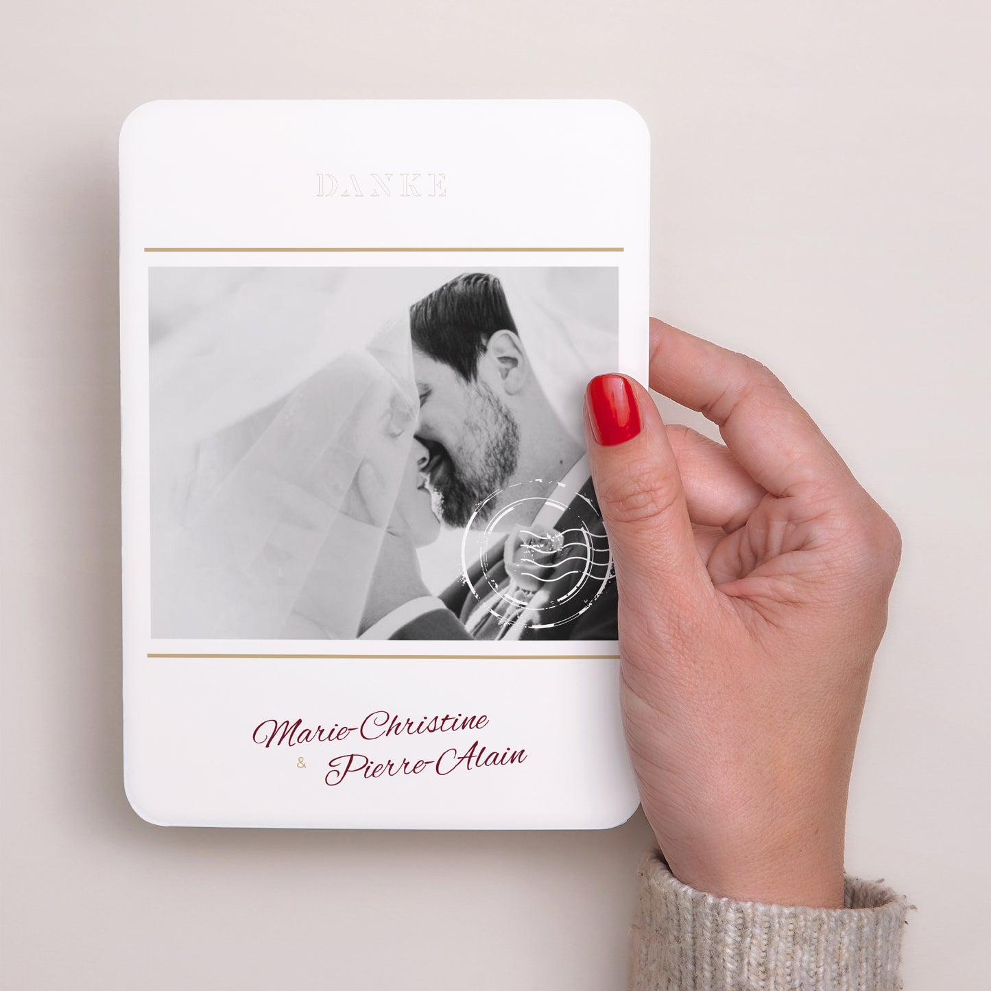 Dankeskarte Hochzeit Porträt, abgerundete Kanten Wedding Pass foto N° 2