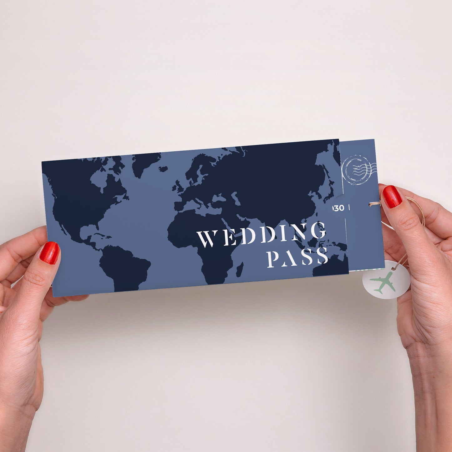Hochzeitseinladung Mappe 2 Karten, Etikett Blue Wedding Pass foto N° 2