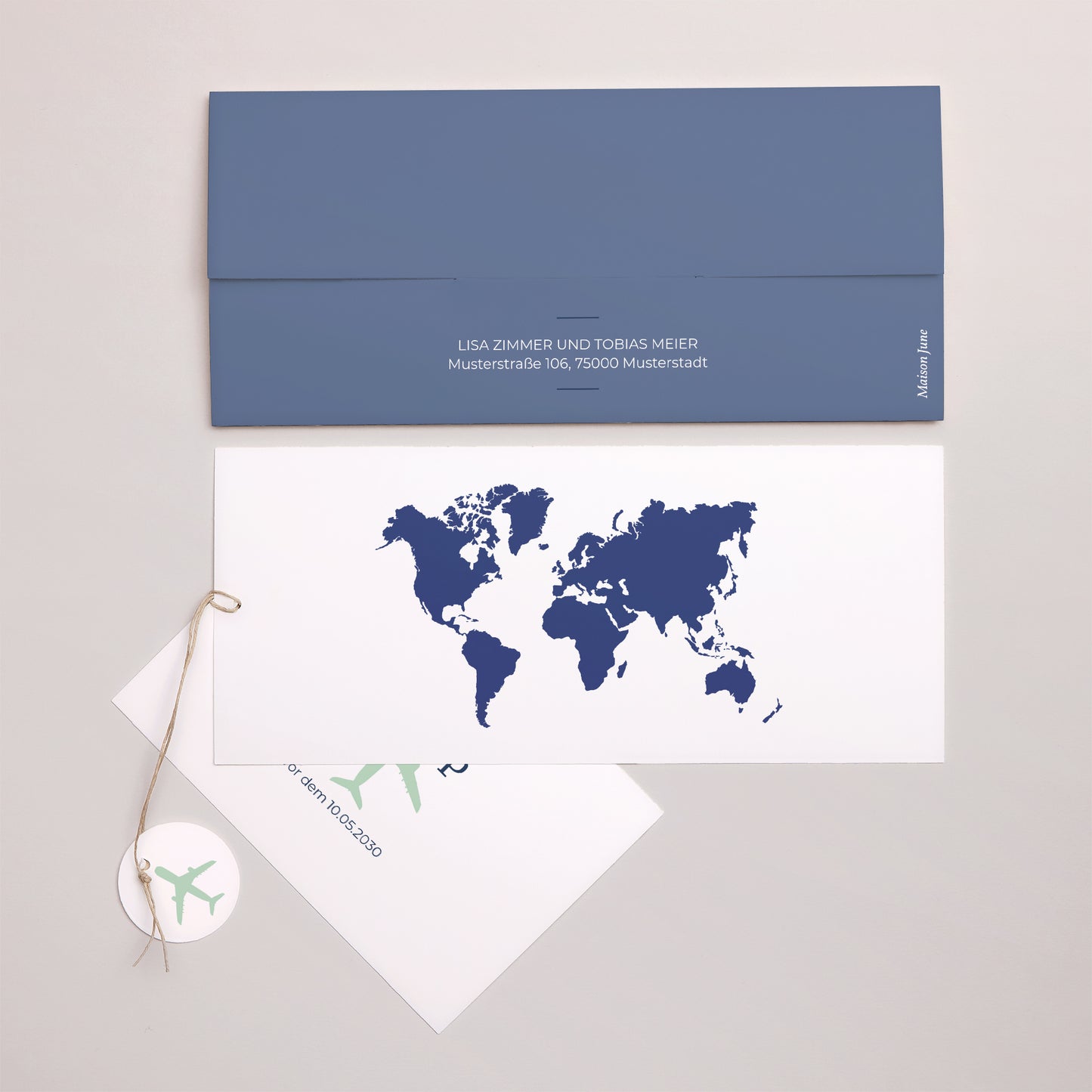 Hochzeitseinladung Mappe 2 Karten, Etikett Blue Wedding Pass foto N° 4