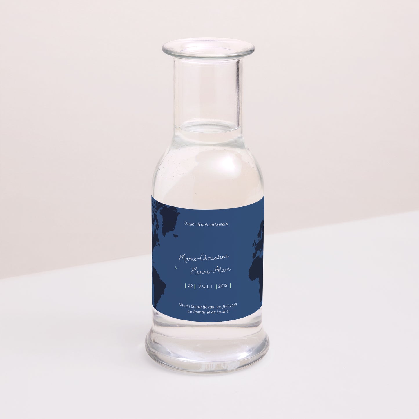 Flaschenetikett Hochzeit Landschaft Blue Wedding Pass foto N° 2