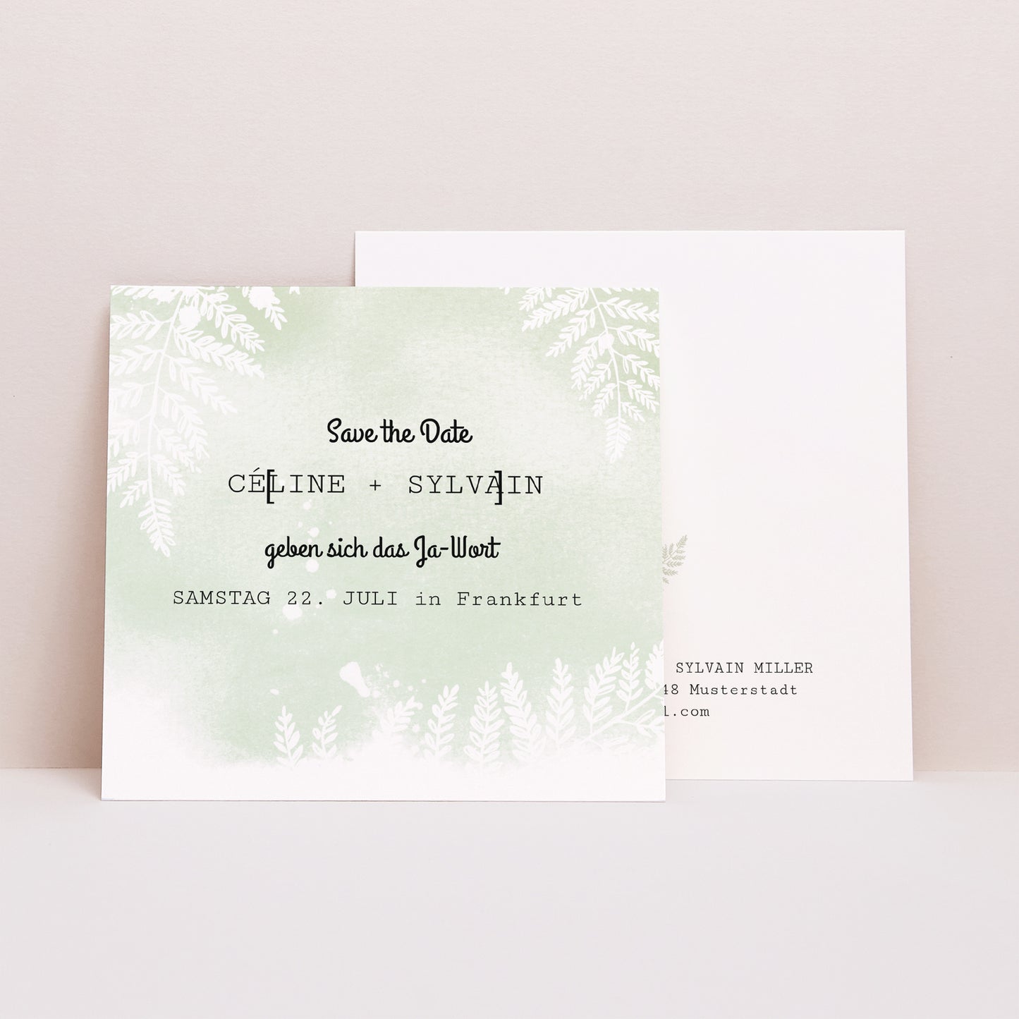 Save the date Karte Hochzeit Quadrat Verdoyant foto N° 1