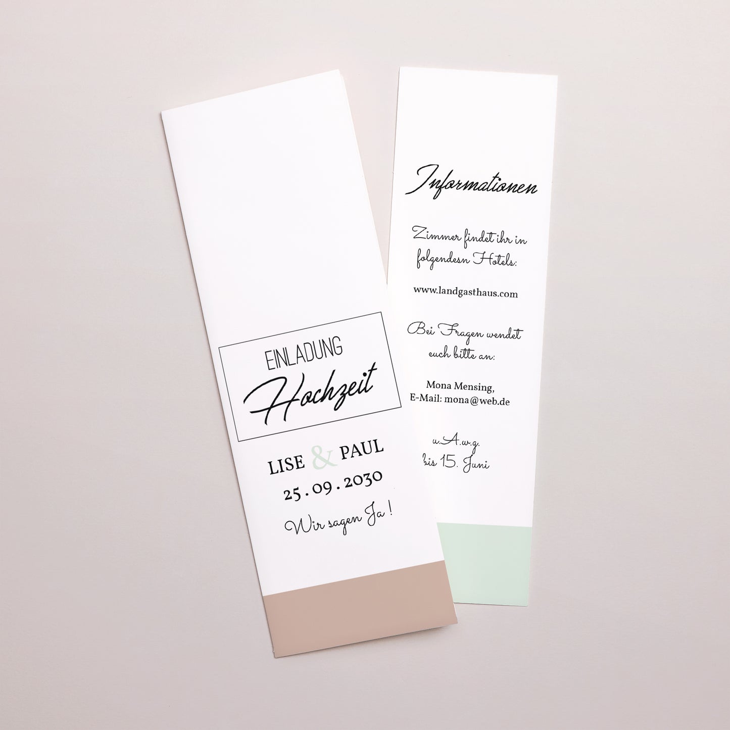 Hochzeitseinladung Fotoautomaten Lesezeichen Holz & Pastell foto N° 1