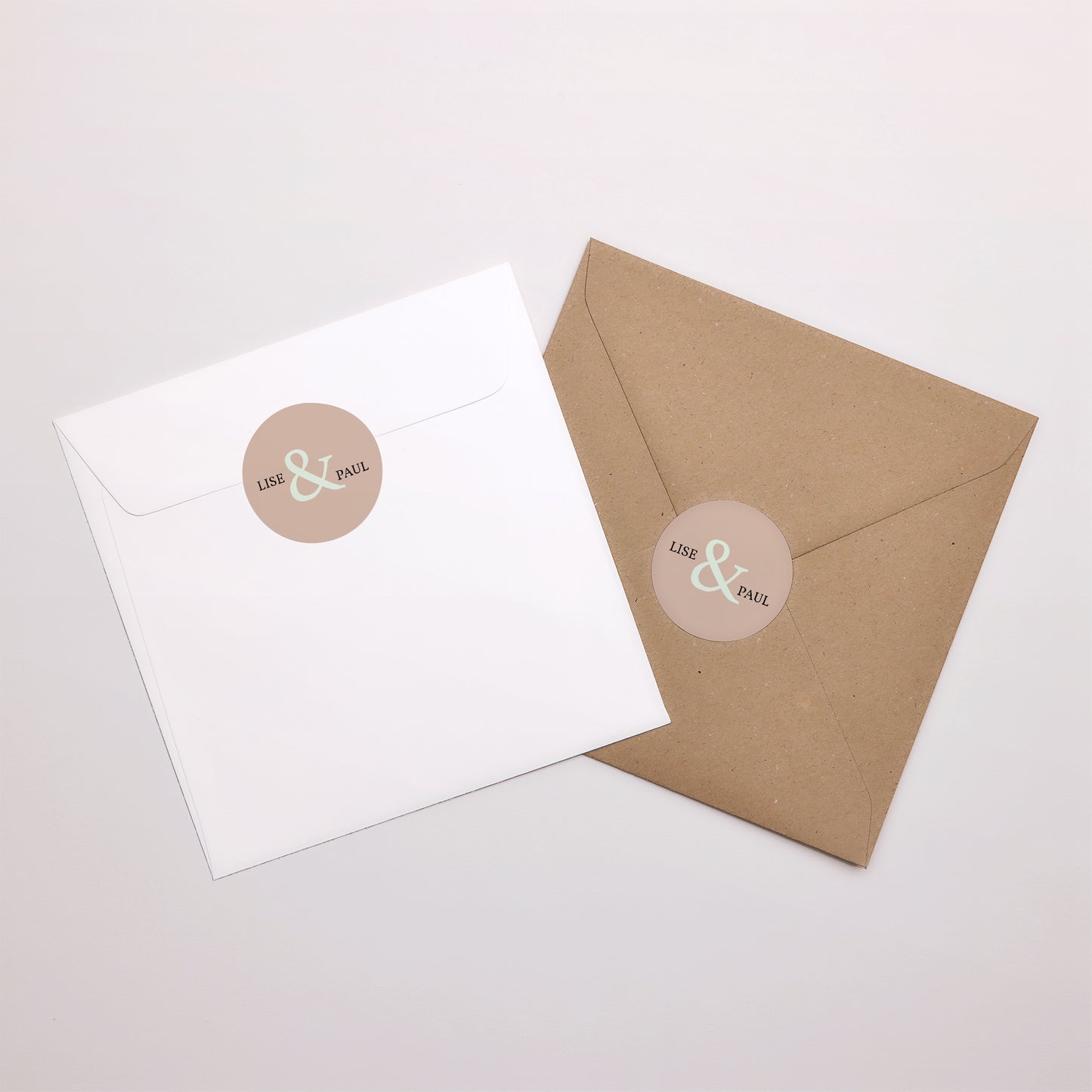 Sticker Hochzeit Rund Holz & Pastell foto N° 3