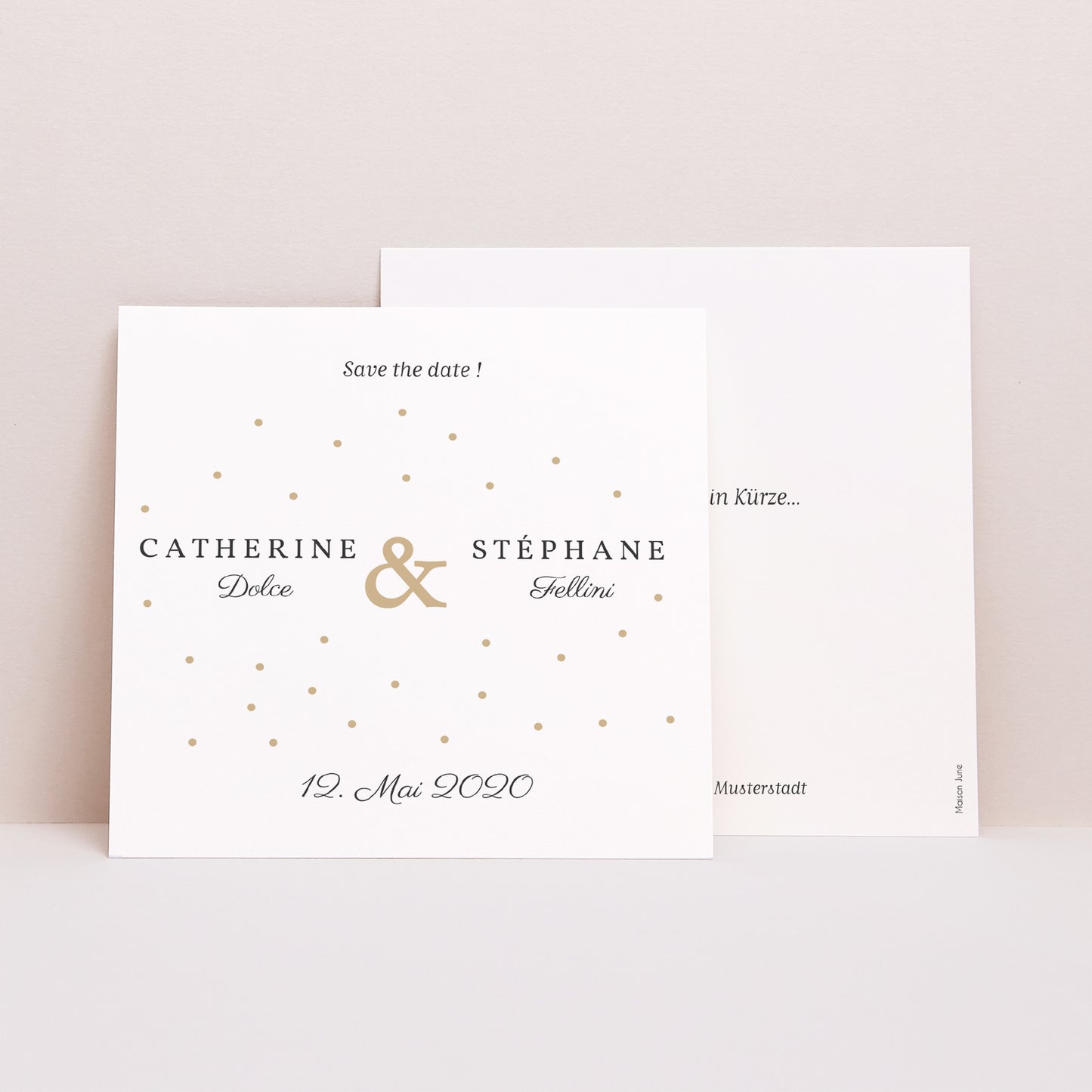 Save the date Karte Hochzeit Quadrat Goldene Tasten foto N° 1