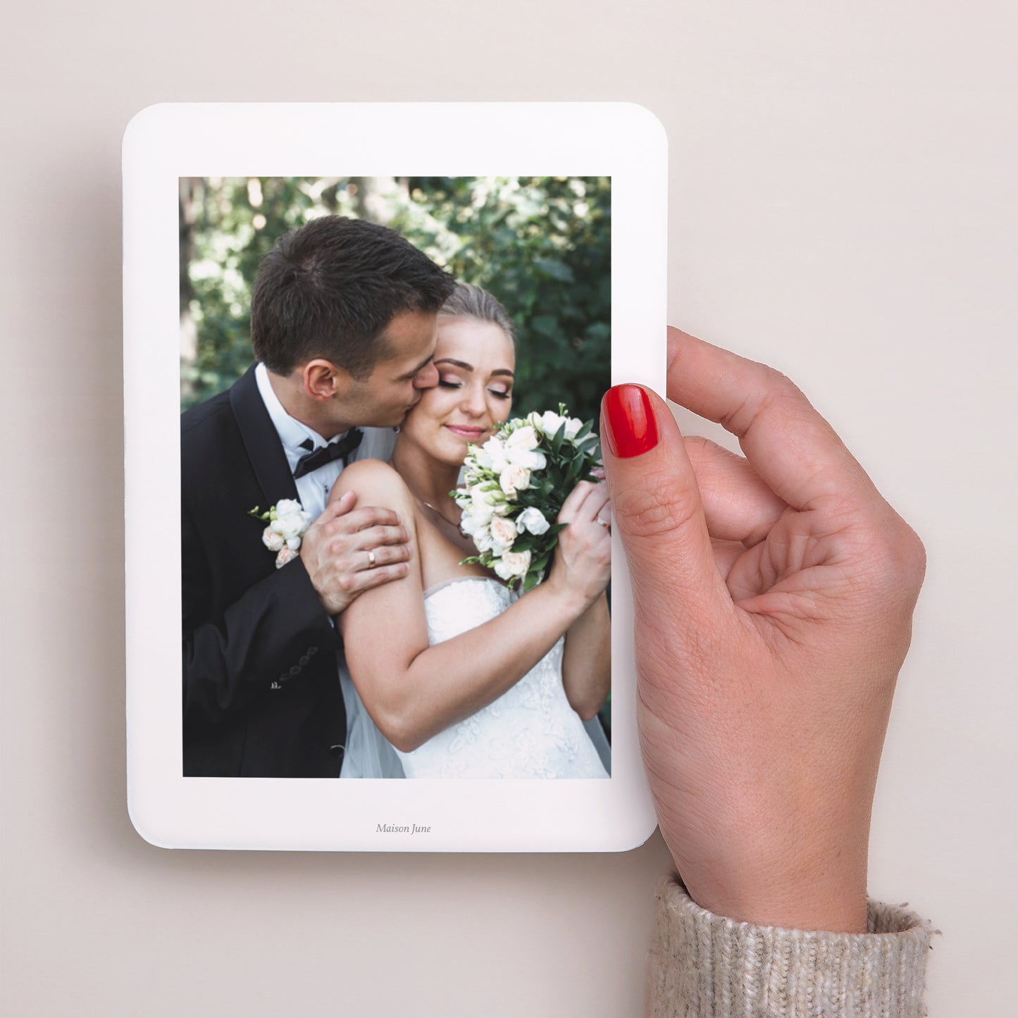 Dankeskarte Hochzeit Porträt, abgerundete Kanten Florale Skizze foto N° 3