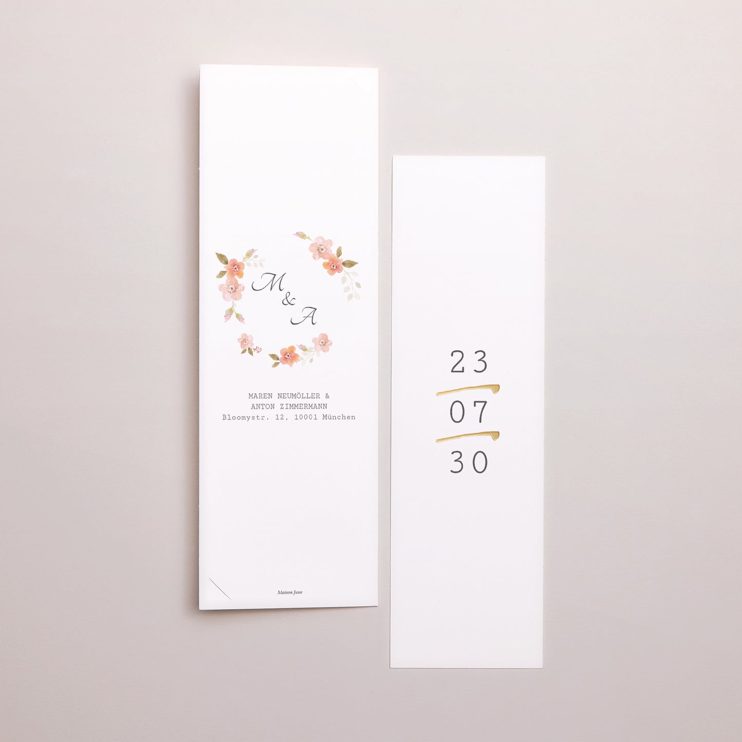Hochzeitseinladung Fotoautomaten Lesezeichen Botanische Rose foto N° 3