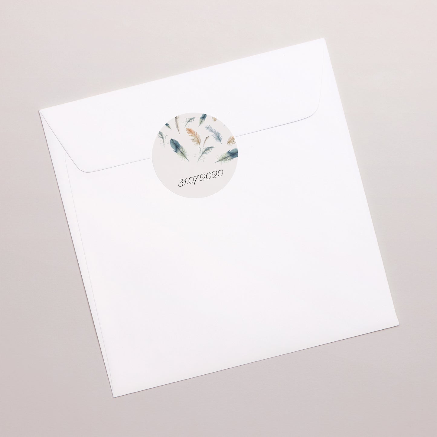 Sticker Geburt Rund Federn Aquarell foto N° 3