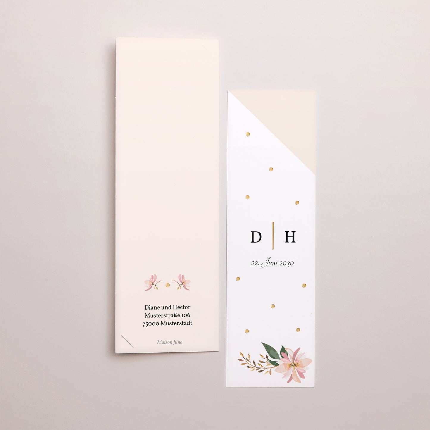 Hochzeitseinladung Fotoautomaten Lesezeichen Süße der Blumen foto N° 3