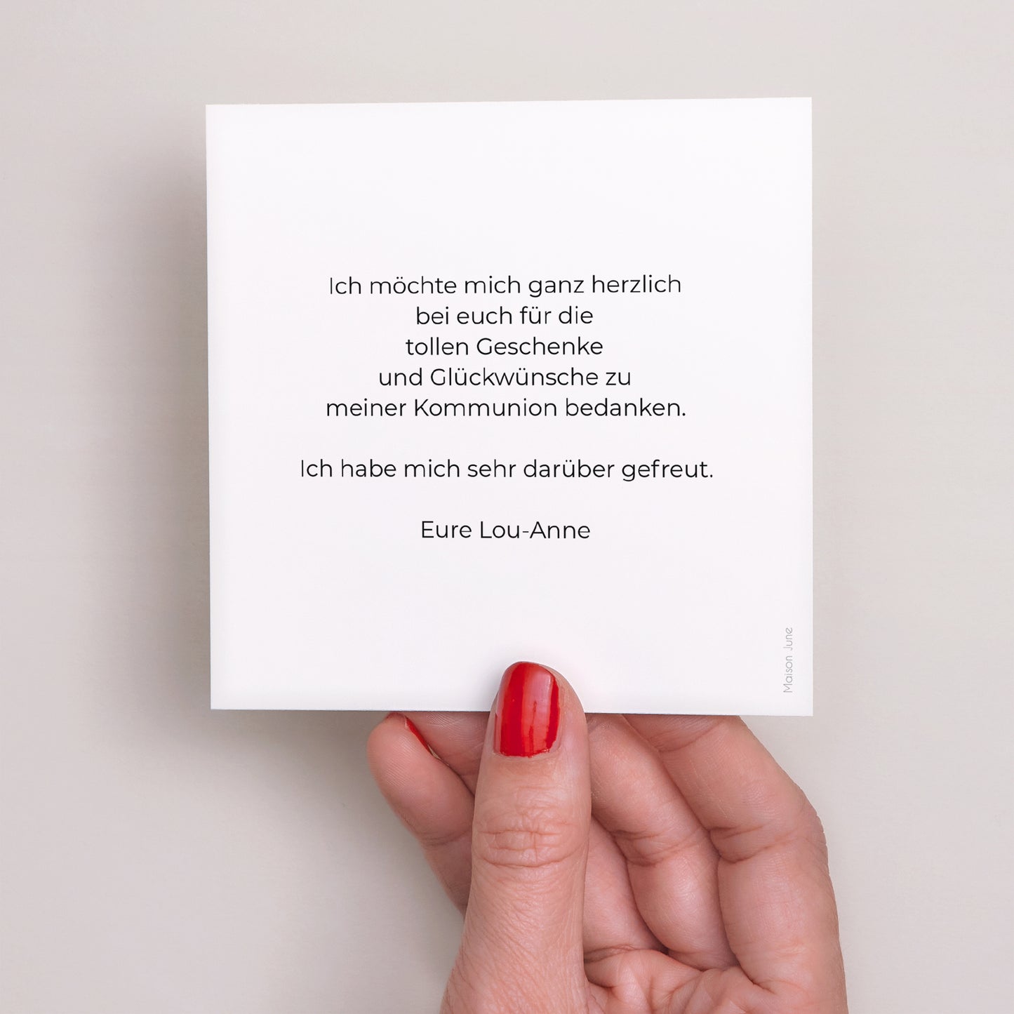Dankeskarte Kommunion Quadrat Goldene Wasserfarbe foto N° 3