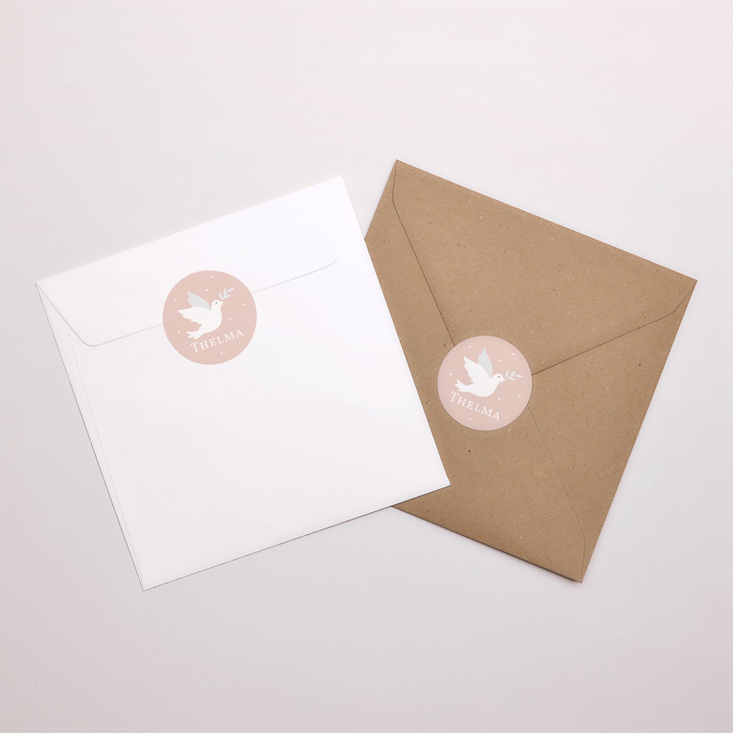 Sticker Taufe Rund Rosa Taube foto N° 3
