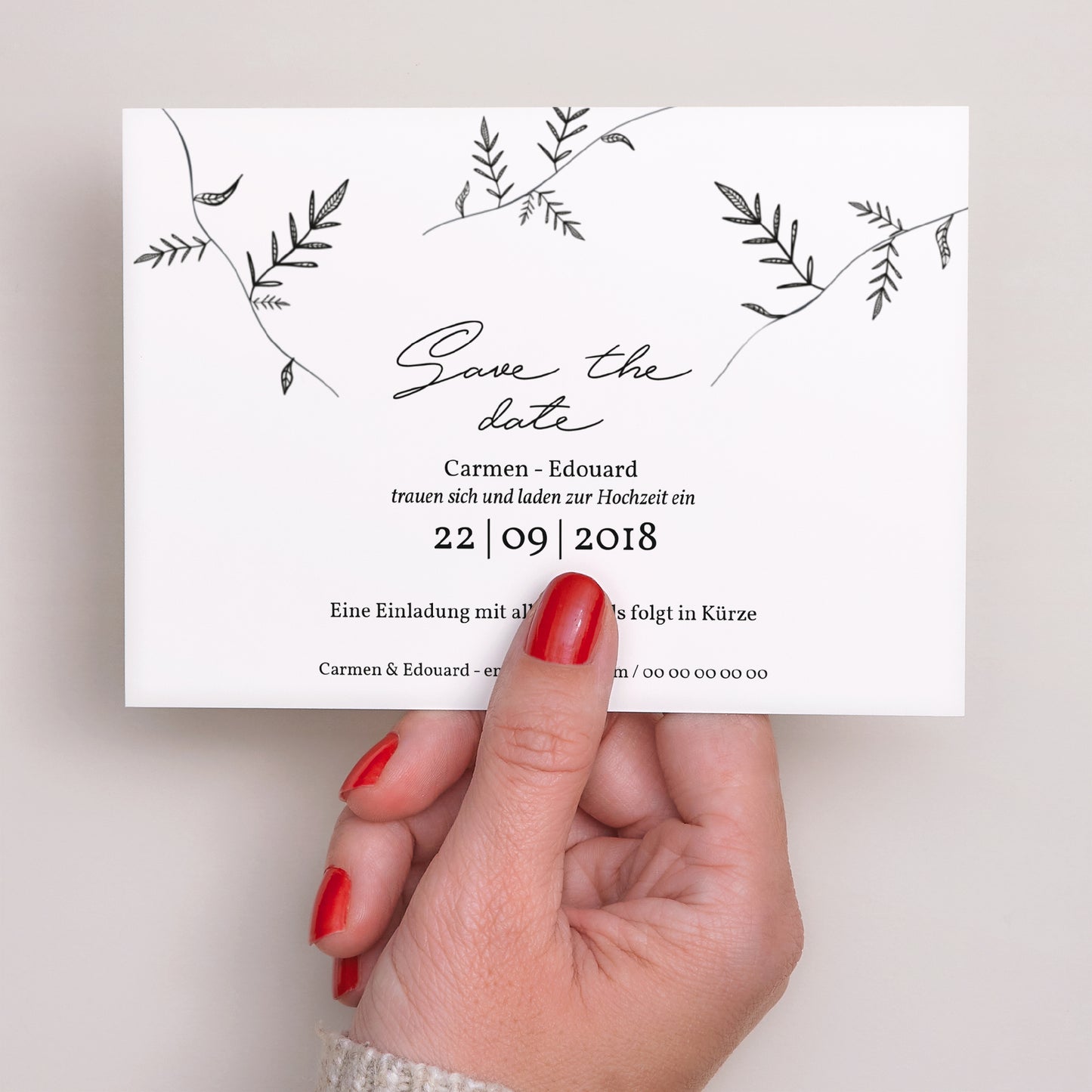 Save the date Karte Hochzeit Landschaft Kraft und Zweige foto N° 3