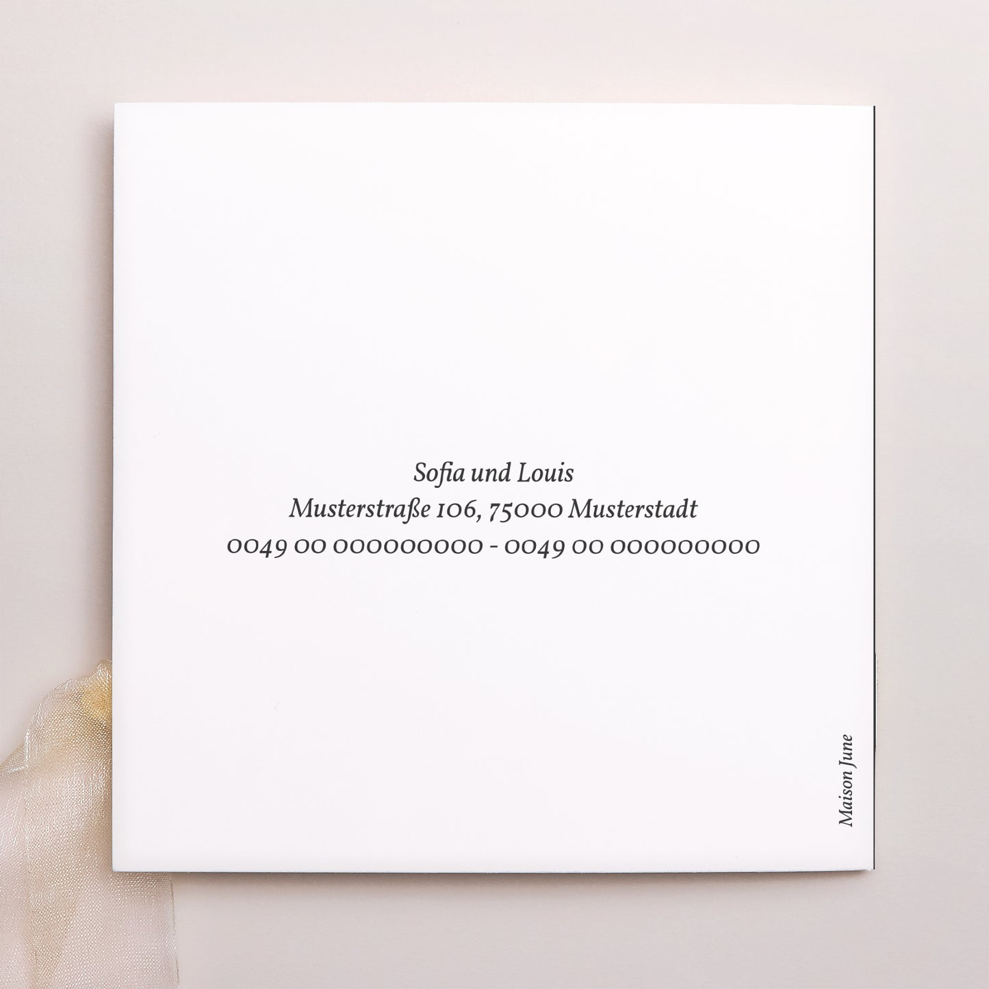 Hochzeitseinladung Quadratische Hülle, 3 Karten, Etikett Typografisches Quadrat foto N° 4