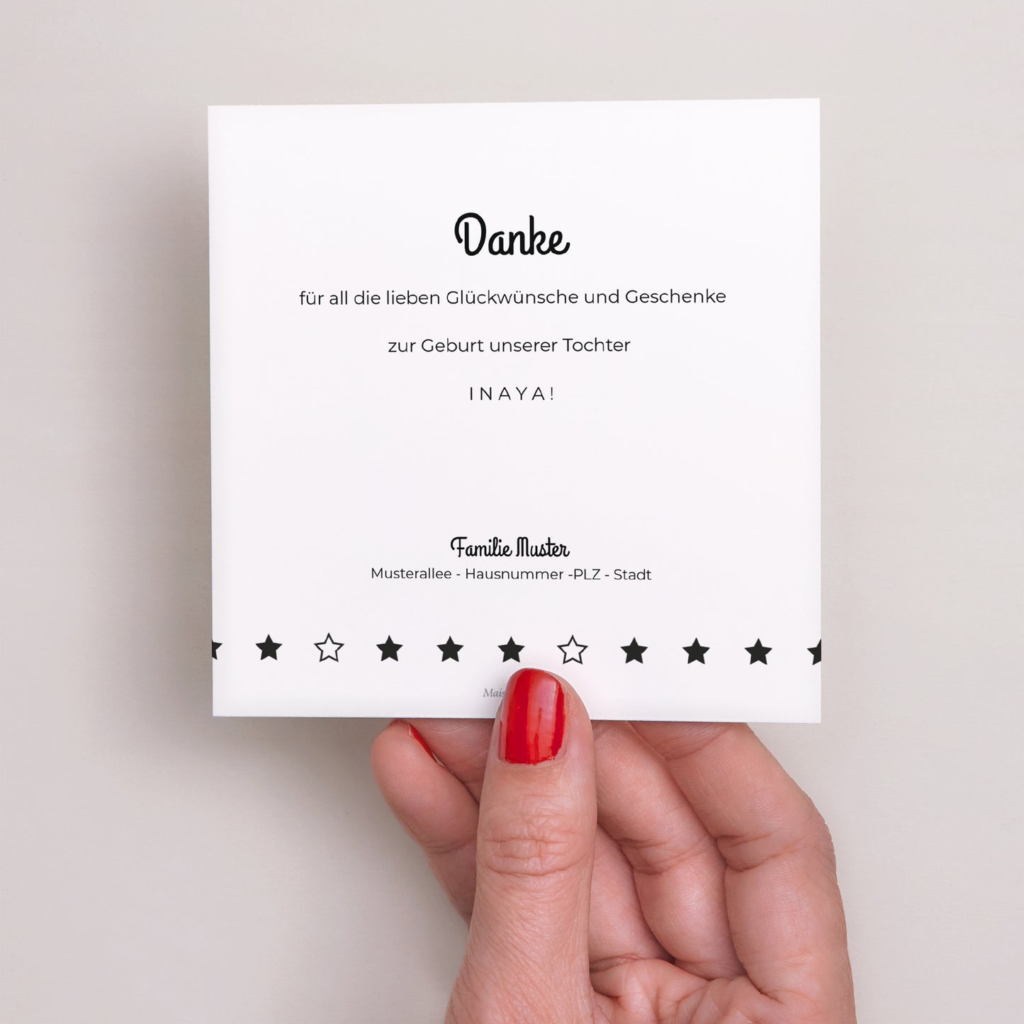 Dankeskarte Geburt Quadrat Funkelnder Stern foto N° 3