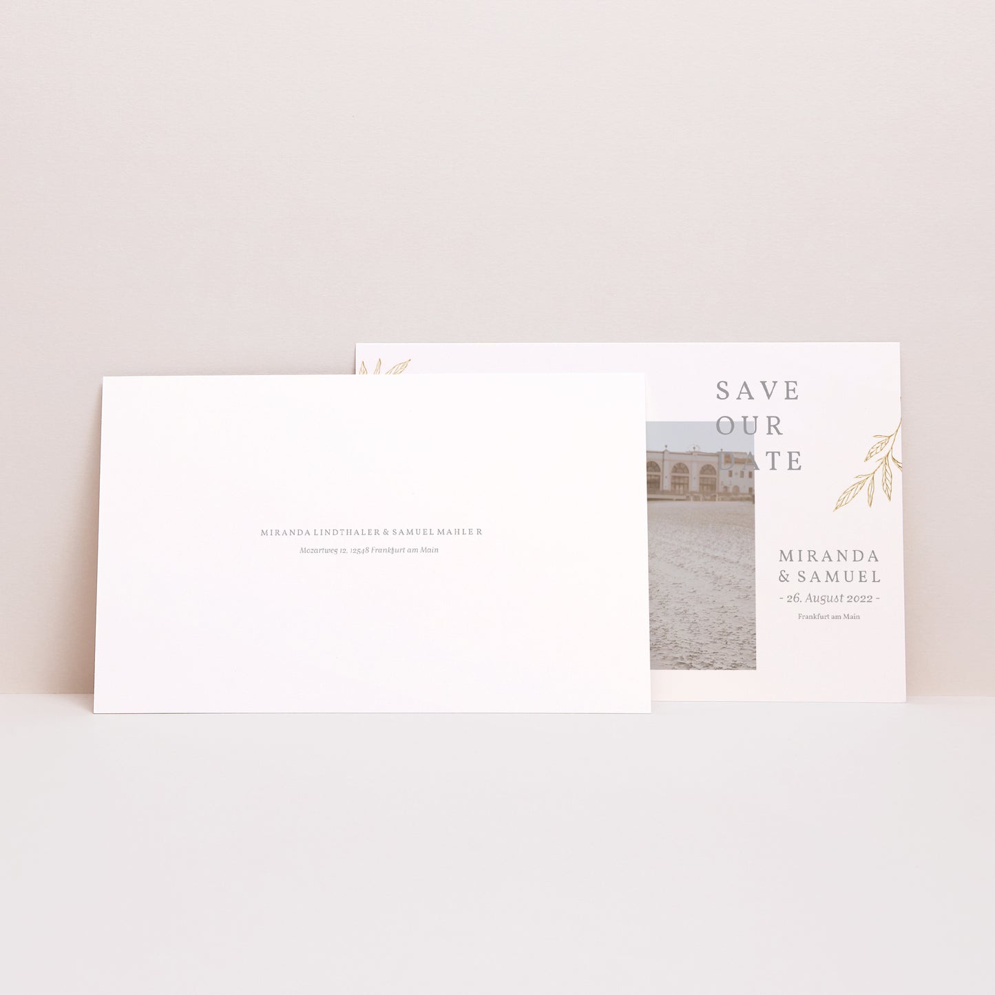 Save the date Karte Hochzeit Landschaft Minimalistische Botanik foto N° 2