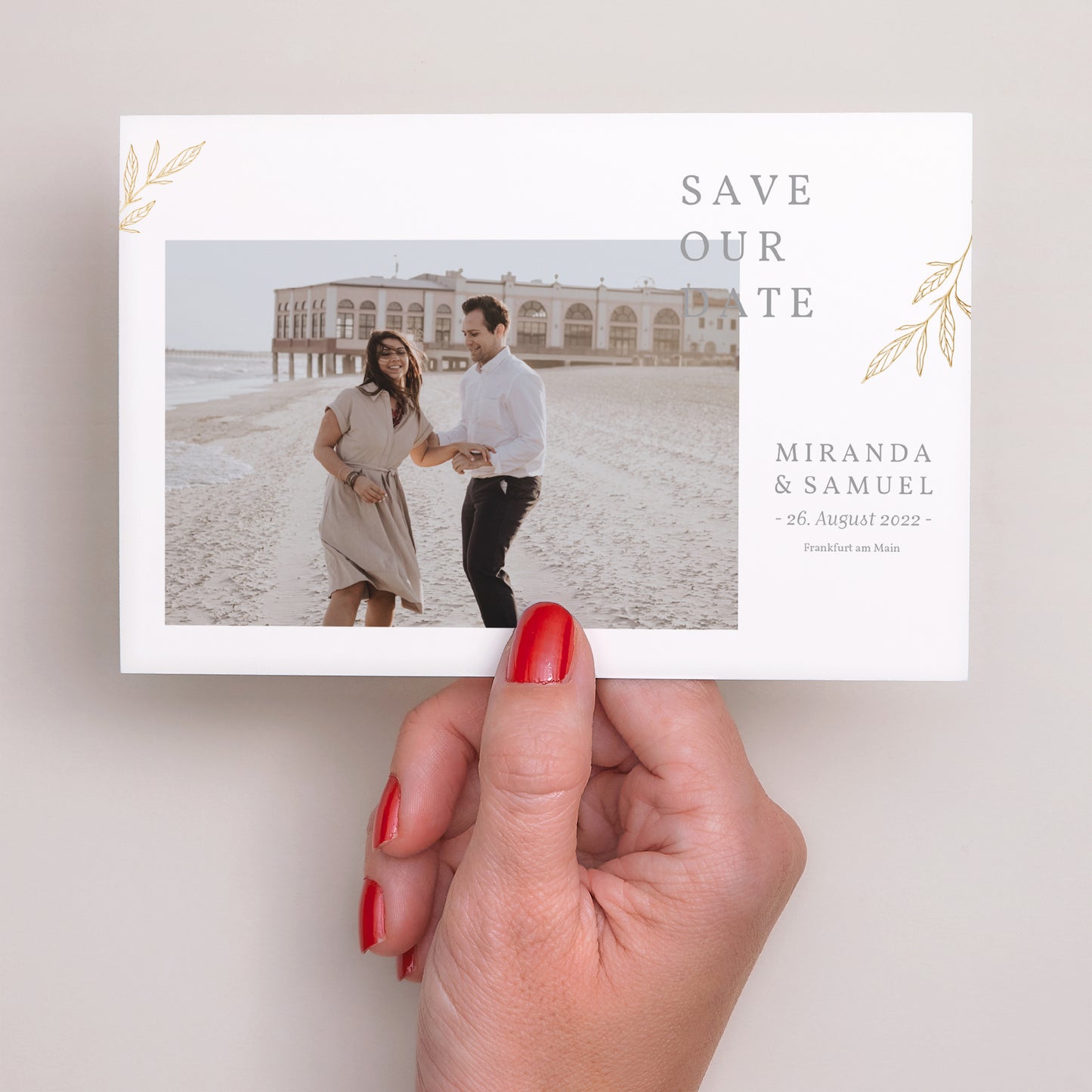 Save the date Karte Hochzeit Landschaft Minimalistische Botanik foto N° 3