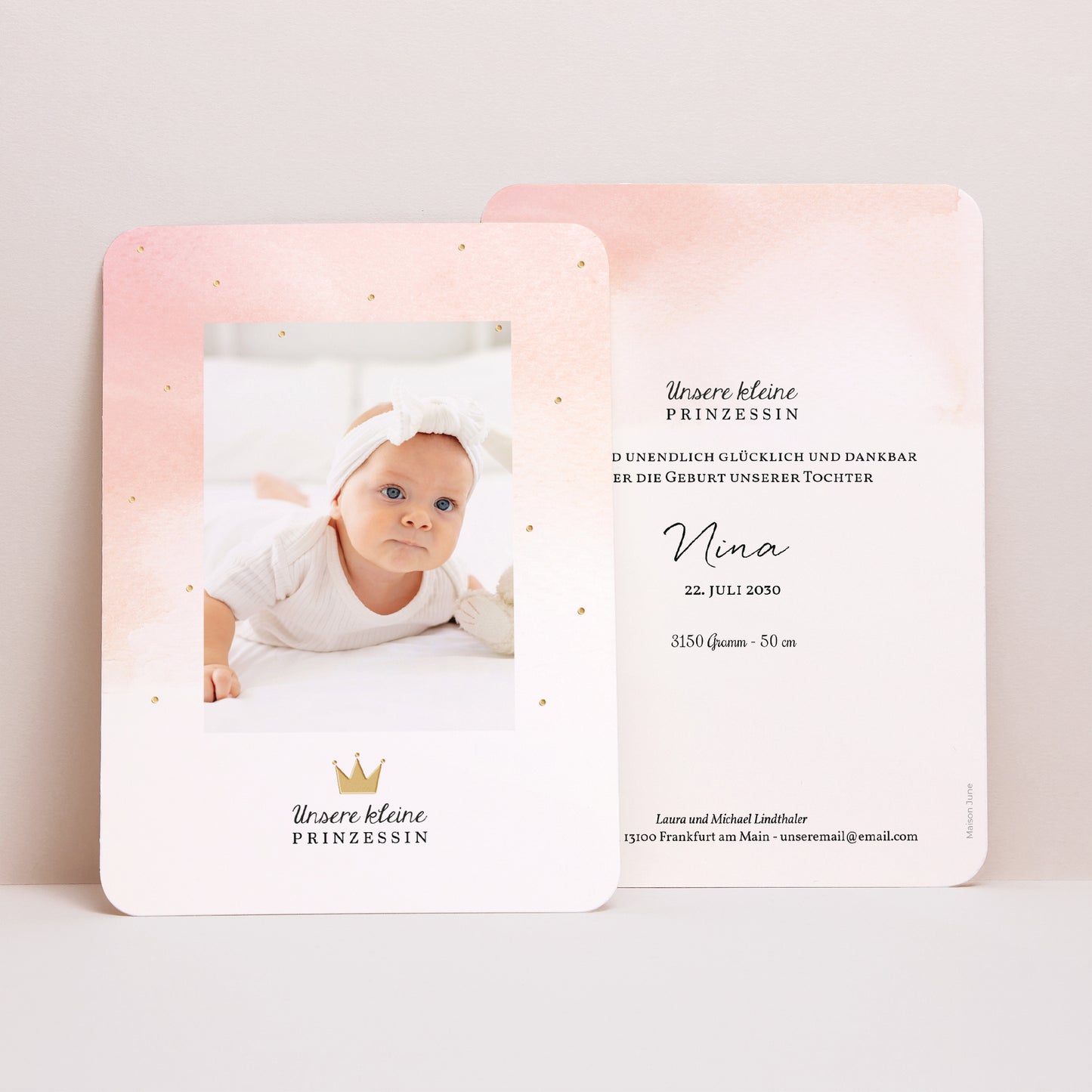 Geburtskarte Porträt, abgerundete Kanten Kleine Prinzessin foto N° 1