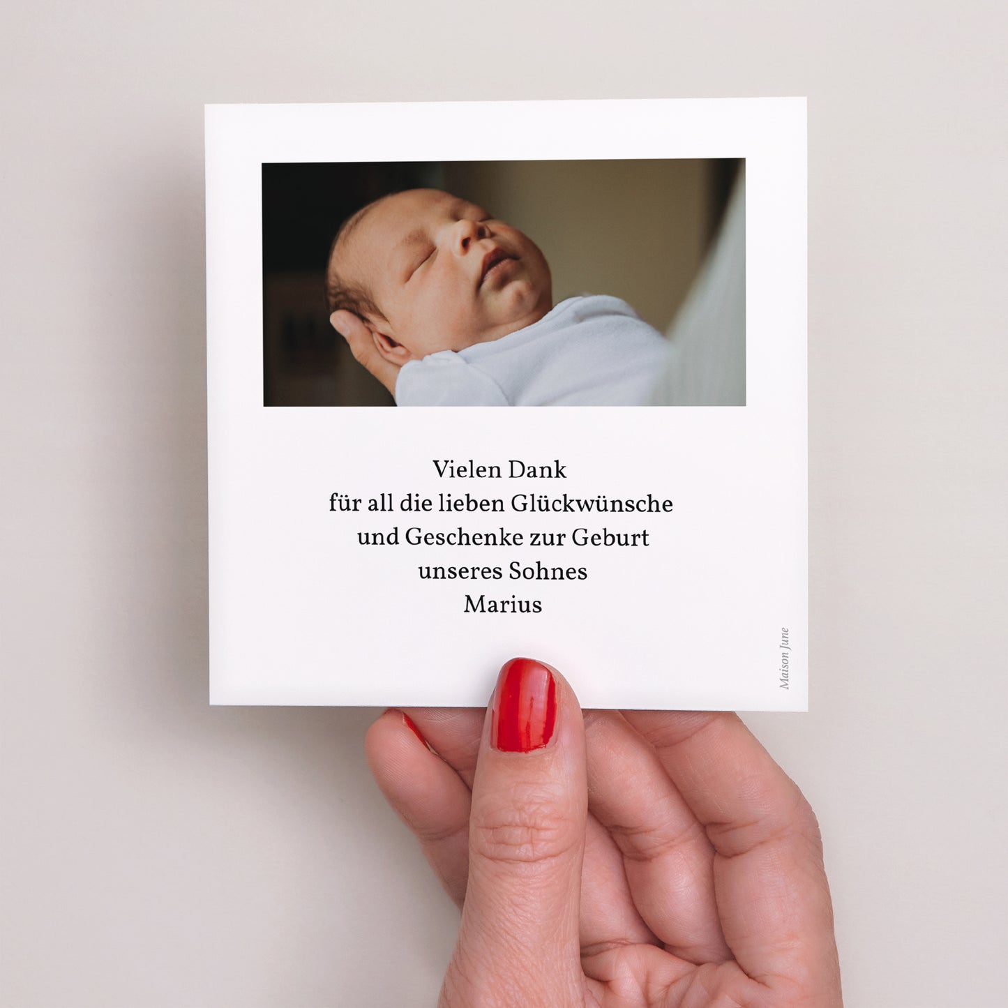 Dankeskarte Geburt Quadrat Prince d'Amour foto N° 3