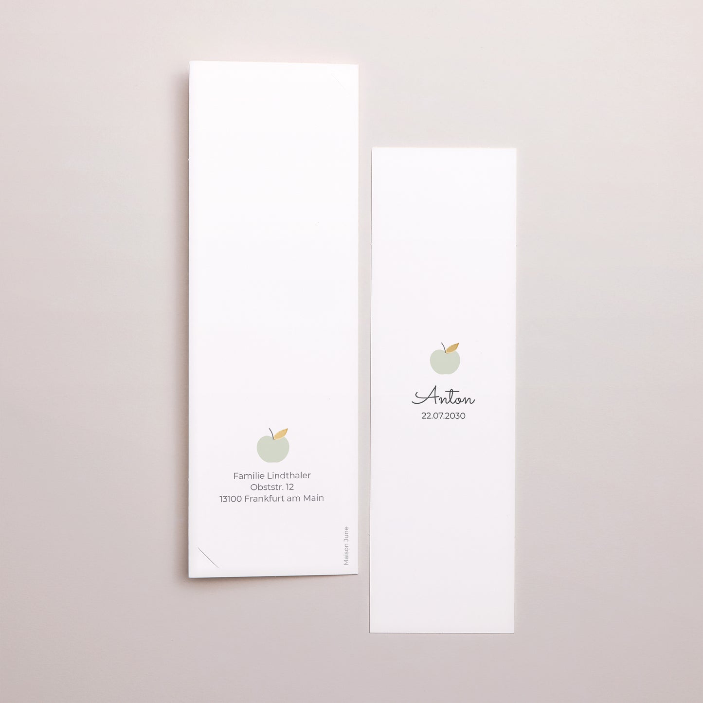 Geburtskarte Fotoautomaten Lesezeichen Goldener Apfel foto N° 3