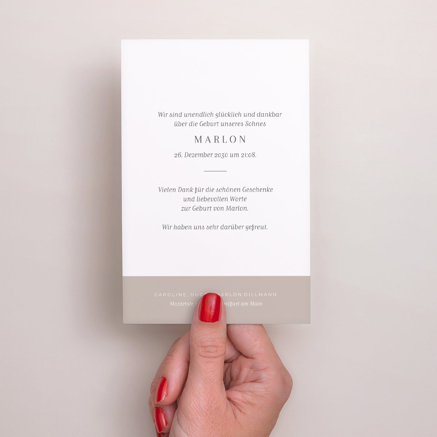 Geburtskarte PortraitPorträt Goldener Gruß foto N° 3