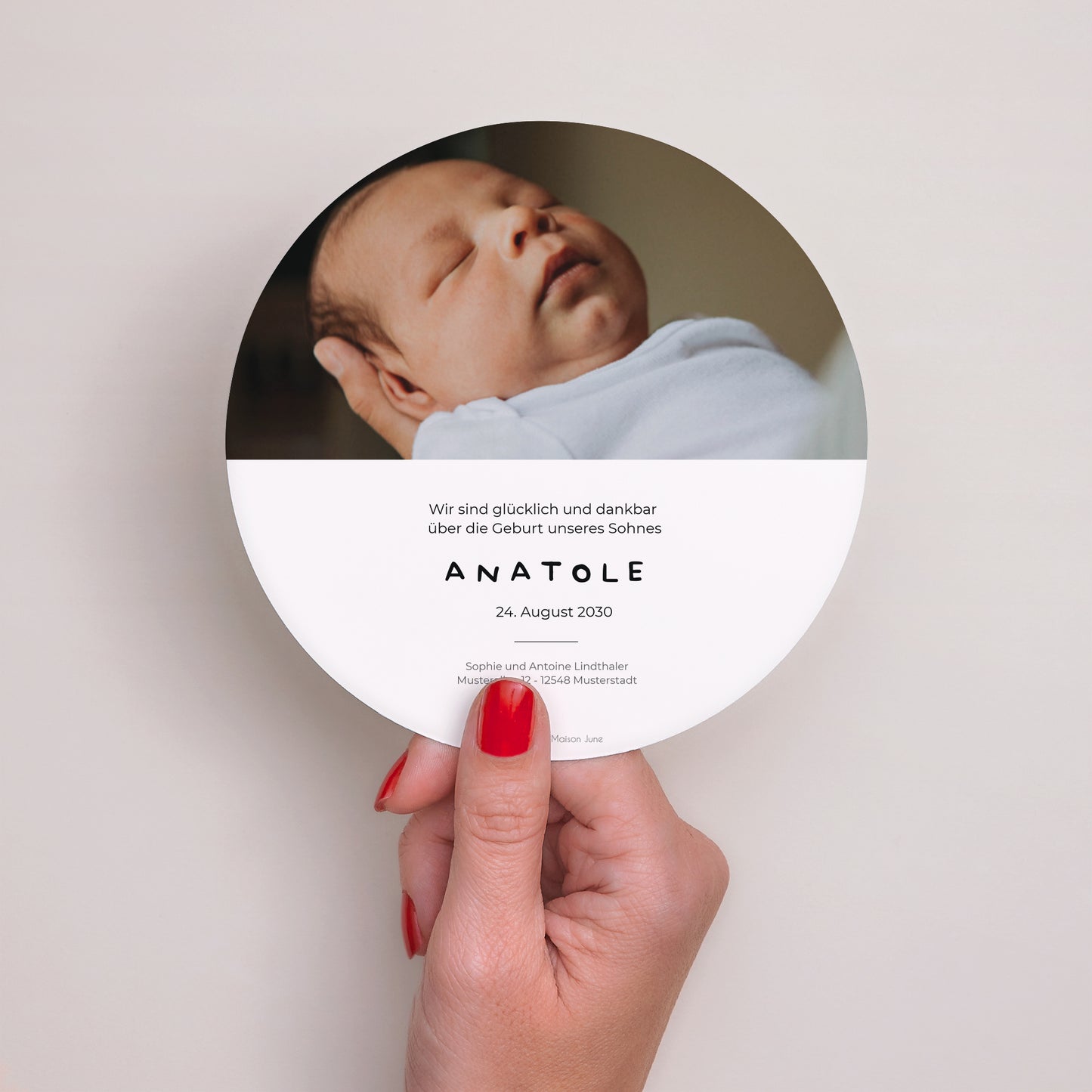 Geburtskarte Rund Bär und Boot foto N° 3