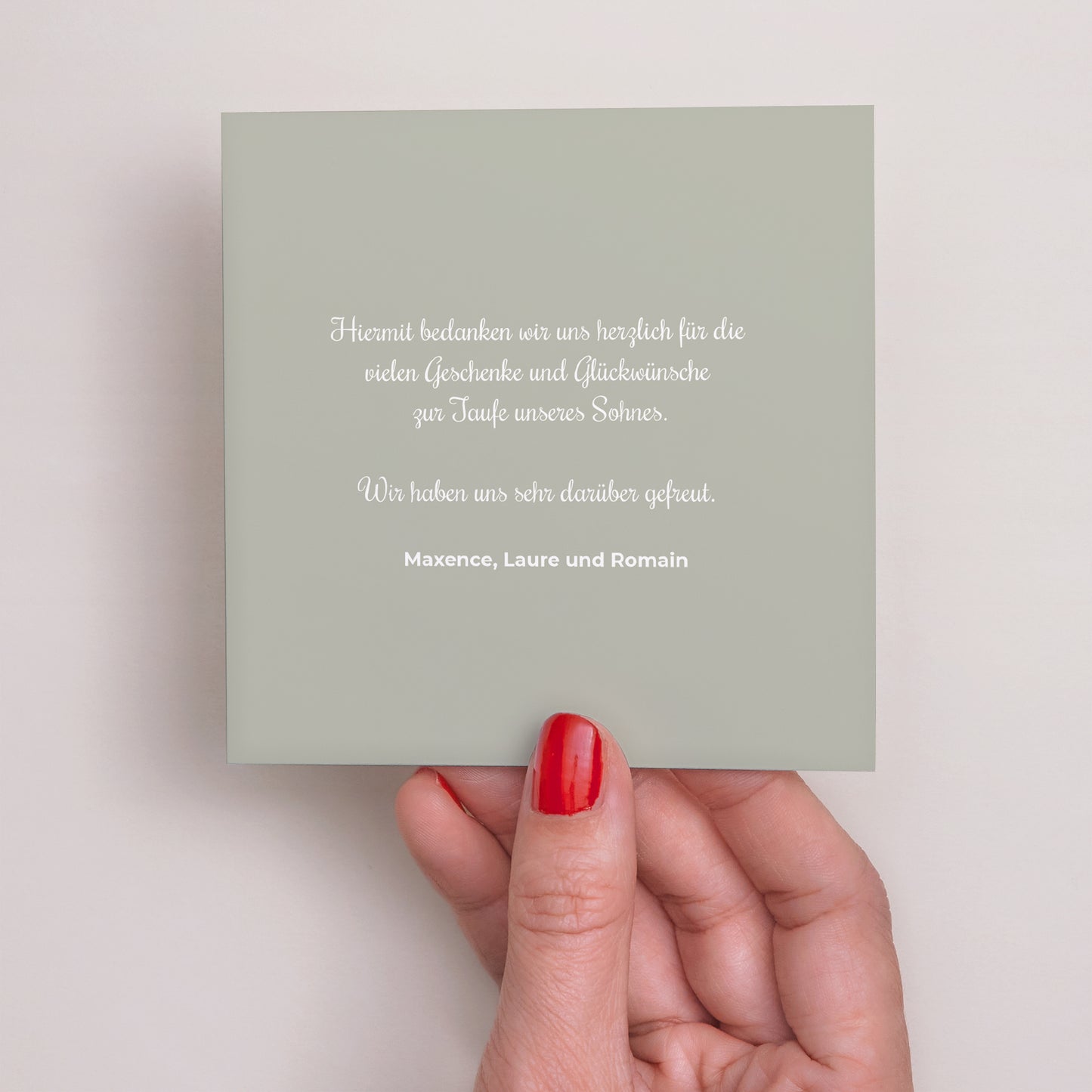 Dankeskarte Taufe Quadrat Krone Taube foto N° 3