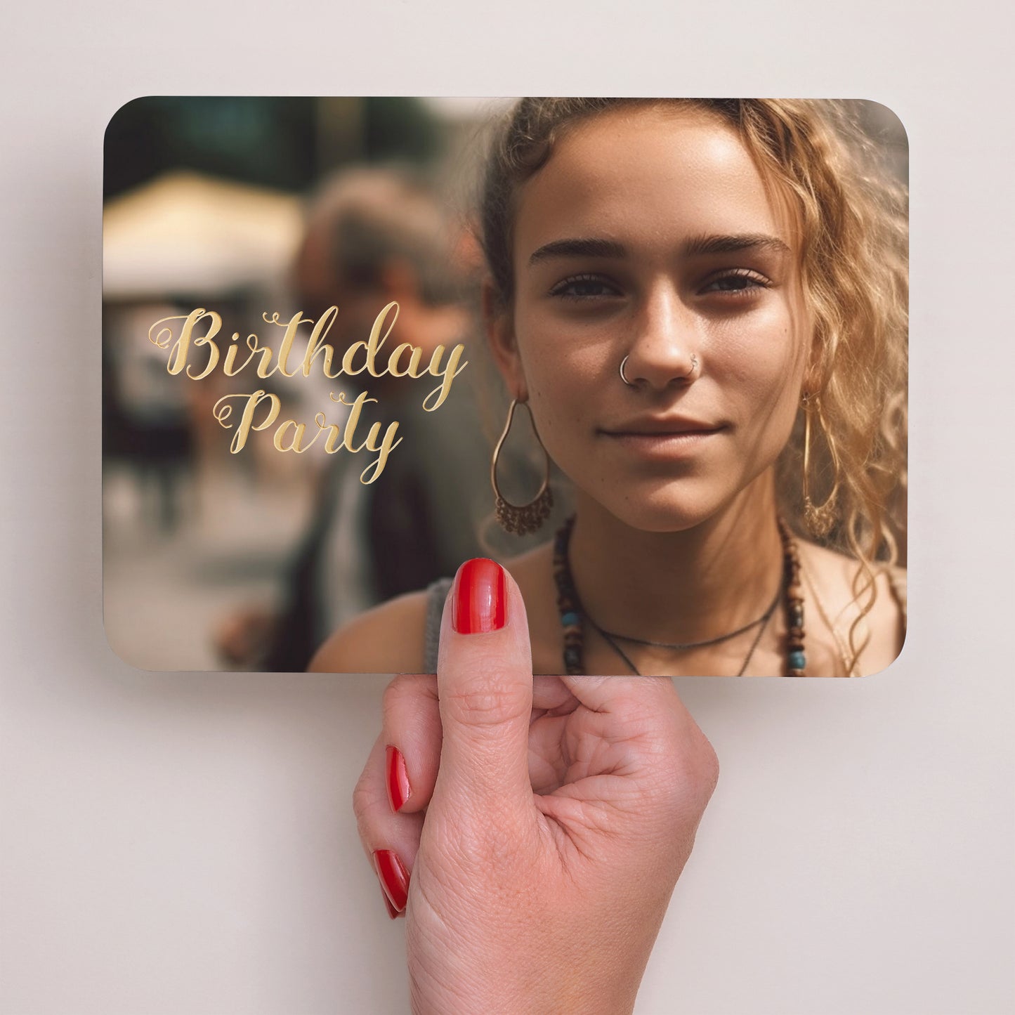 Einladungskarte Geburtstag Landschaft, abgerundete Ränder Birthday Gold foto N° 3