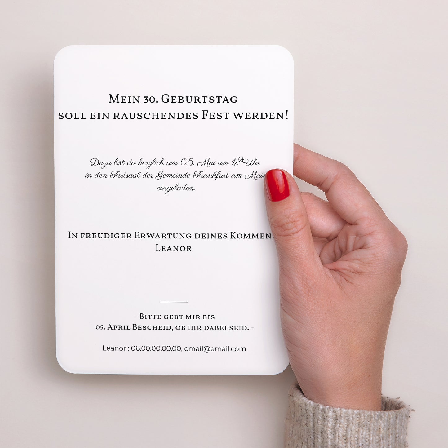 Einladungskarte Geburtstag Porträt, abgerundete Kanten 30 Jahre foto N° 3