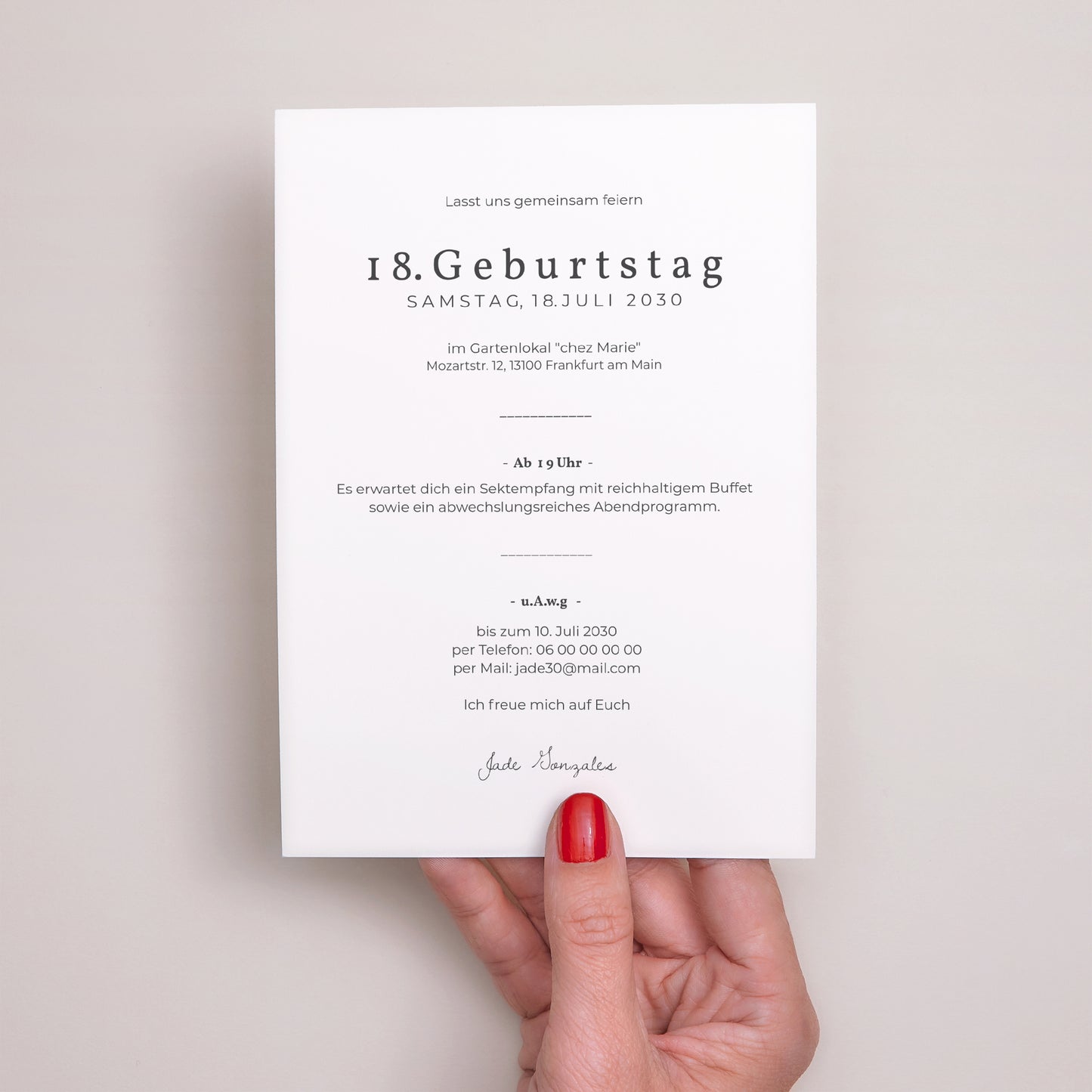 Beilegekarte Geburtstag Erwachsener Feiern wir 18 Jahre foto N° 3