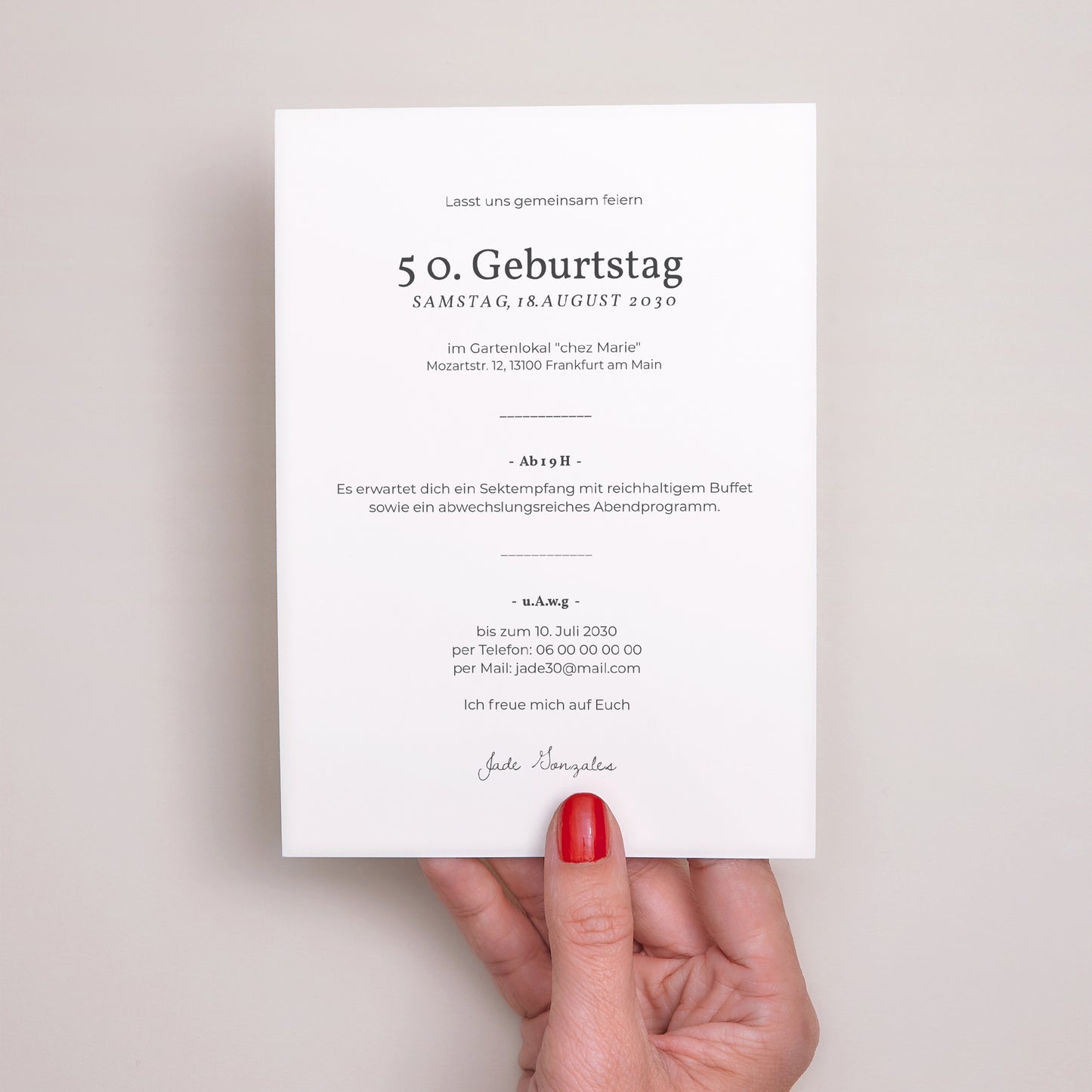 Beilegekarte Geburtstag Erwachsener Feiern wir 50 Jahre foto N° 3