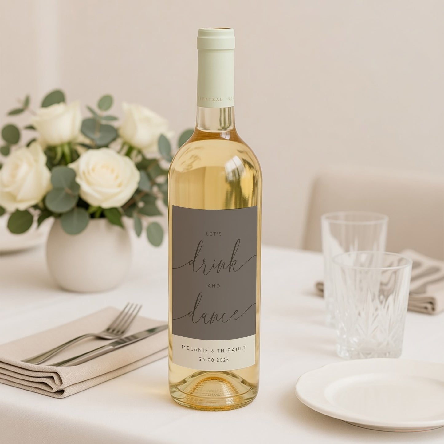 Flaschenetikett Hochzeit Porträt Nude Chic foto N° 2