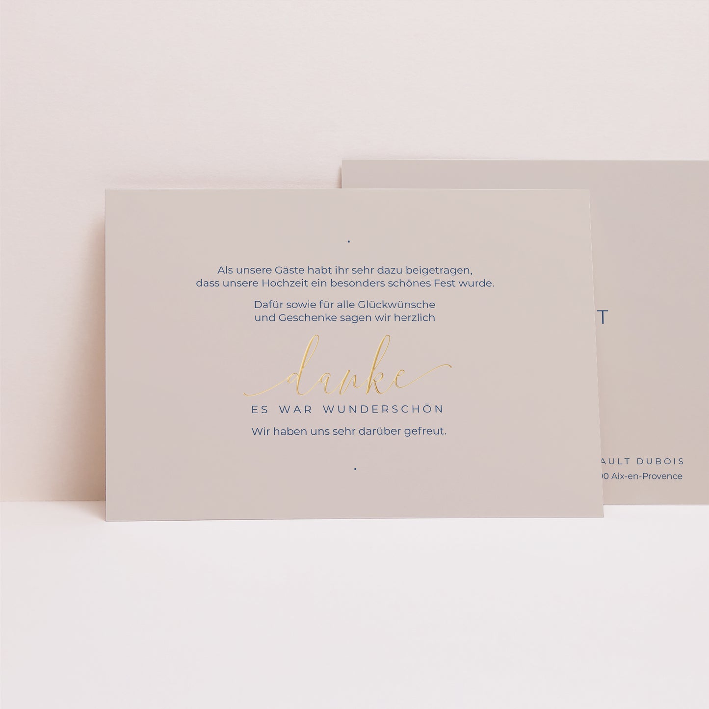 Dankeskarte Hochzeit Landschaft Nude & Marine Chic foto N° 1