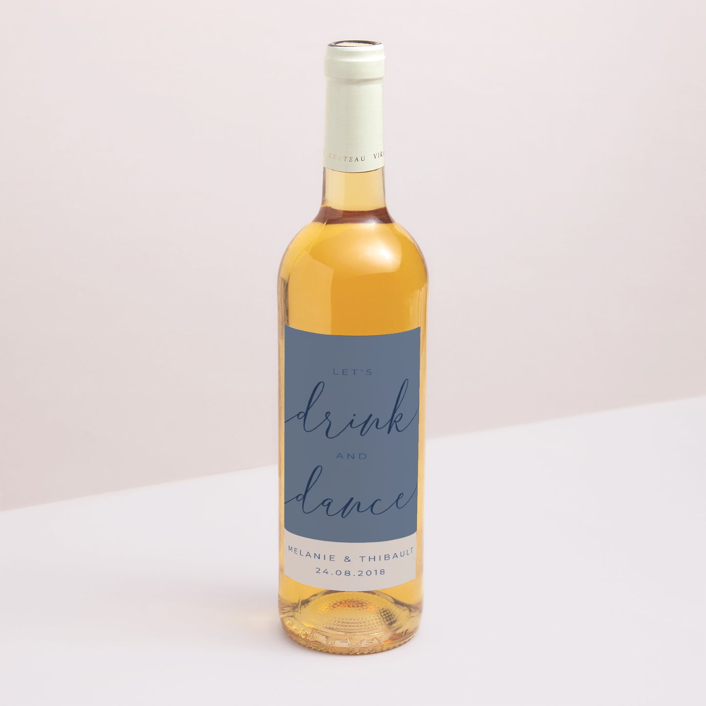 Flaschenetikett Hochzeit Porträt Nude & Marine Chic foto N° 1