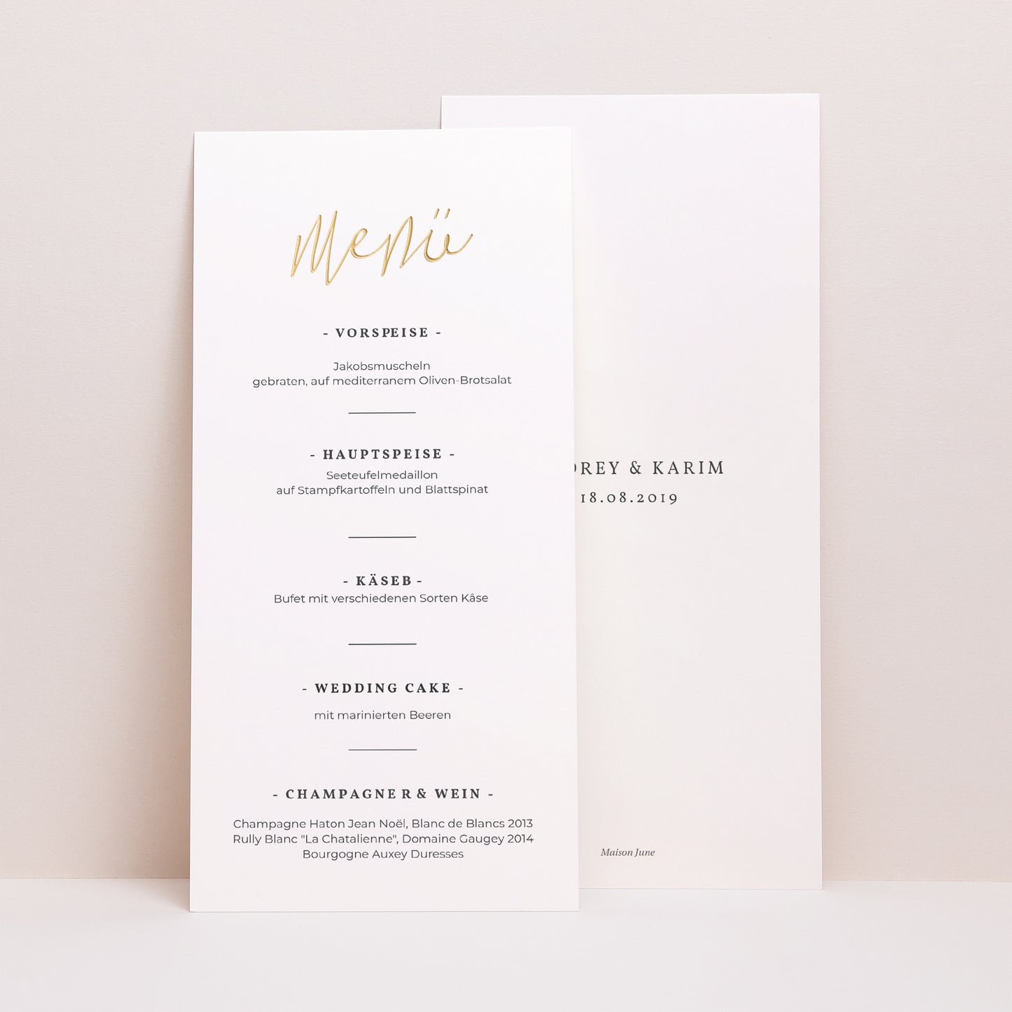 Menükarte Hochzeit Panoramatisches Porträt Wir heiraten foto N° 1