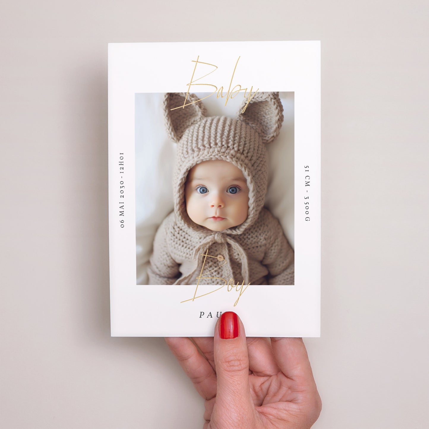Geburtskarte Baby Boy Gold foto N° 2