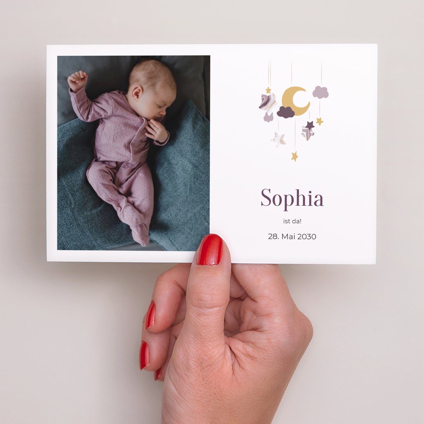 Geburtskarten Landschaft Mobiles lila foto N° 3