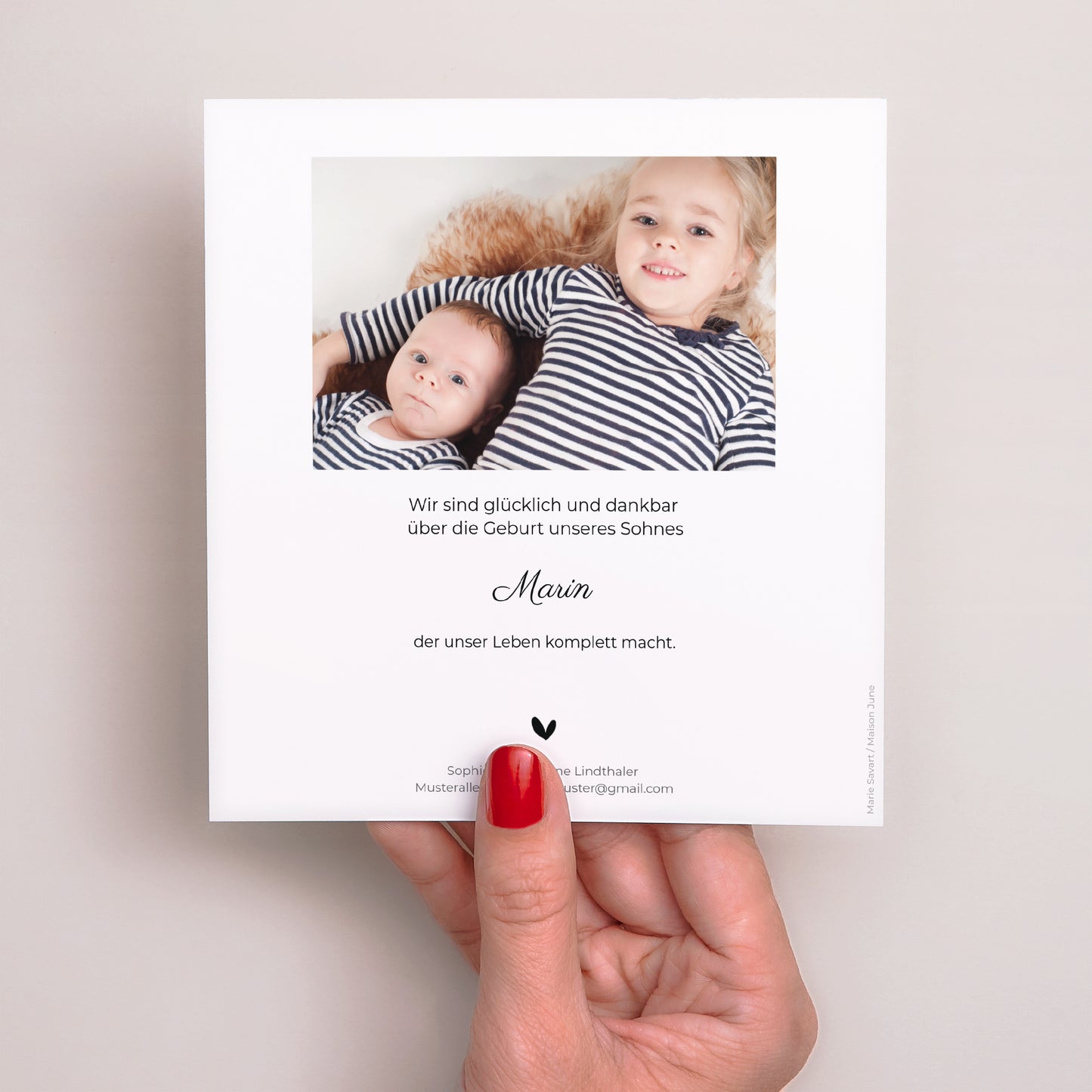 Geburtskarte Quadrat Schwester und Bruder foto N° 3