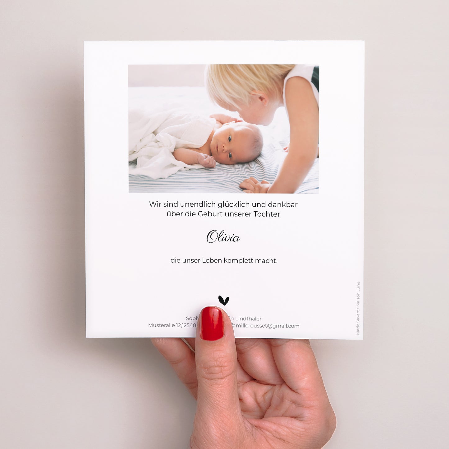 Geburtskarte Quadrat Bruder und Schwester foto N° 3