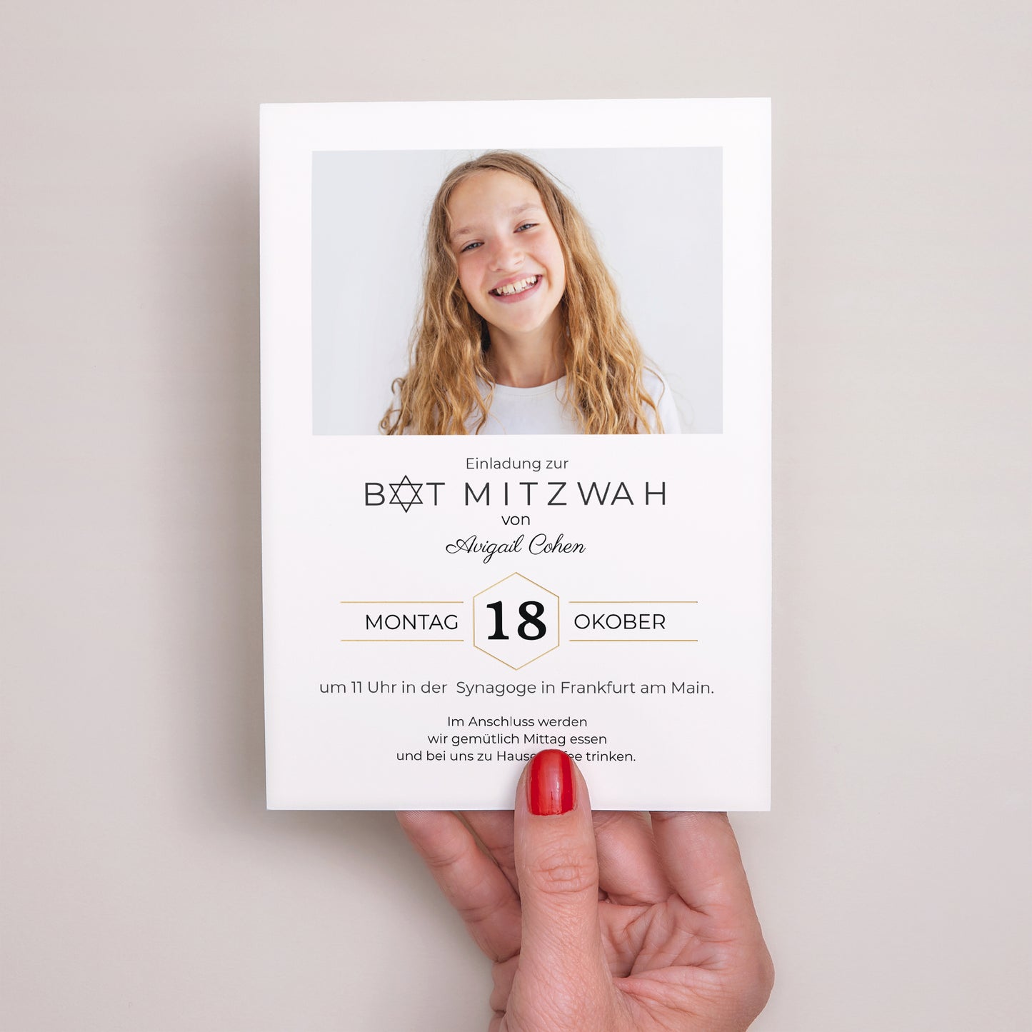 Einladungskarte Bat Mitzvah Nüchternheit foto N° 2