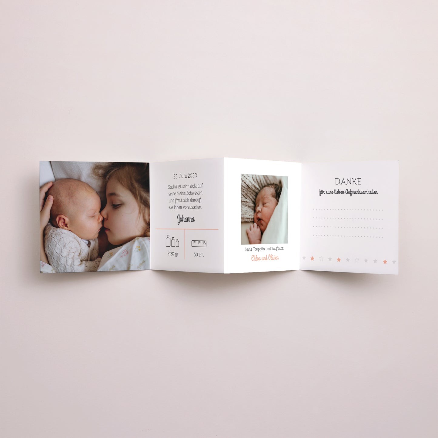 Geburtskarten Akkordeon Der rosa Stern foto N° 3