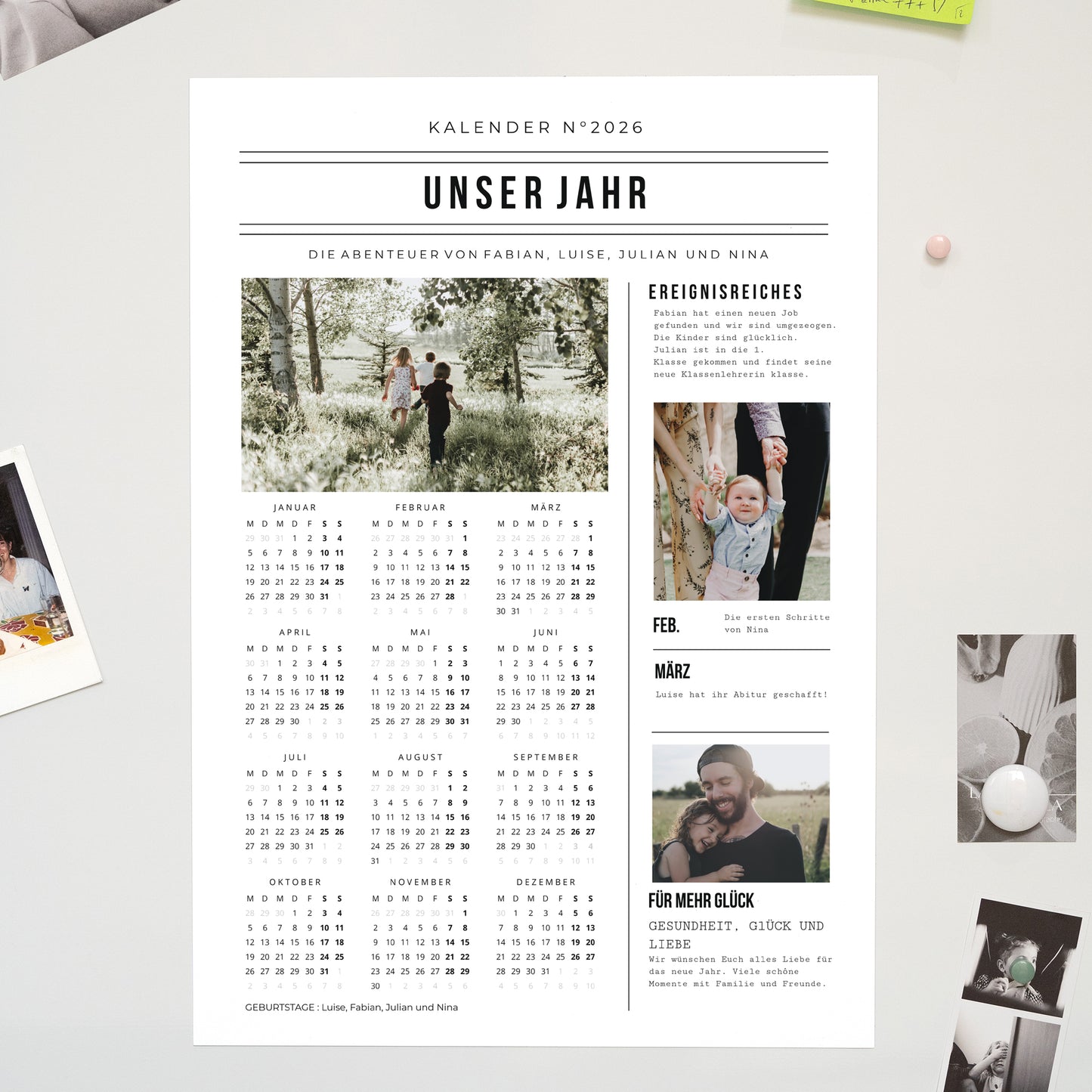 Kalender Weihnachten Magnetischer, einblattkalender hochformat Tagebuch Jahr foto N° 1