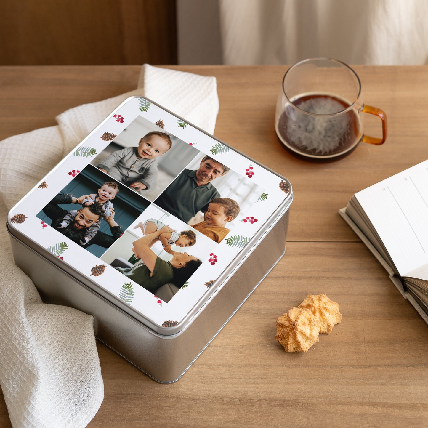 Metalldose Weihnachten Quadratisch Fotos und Wald foto N° 2