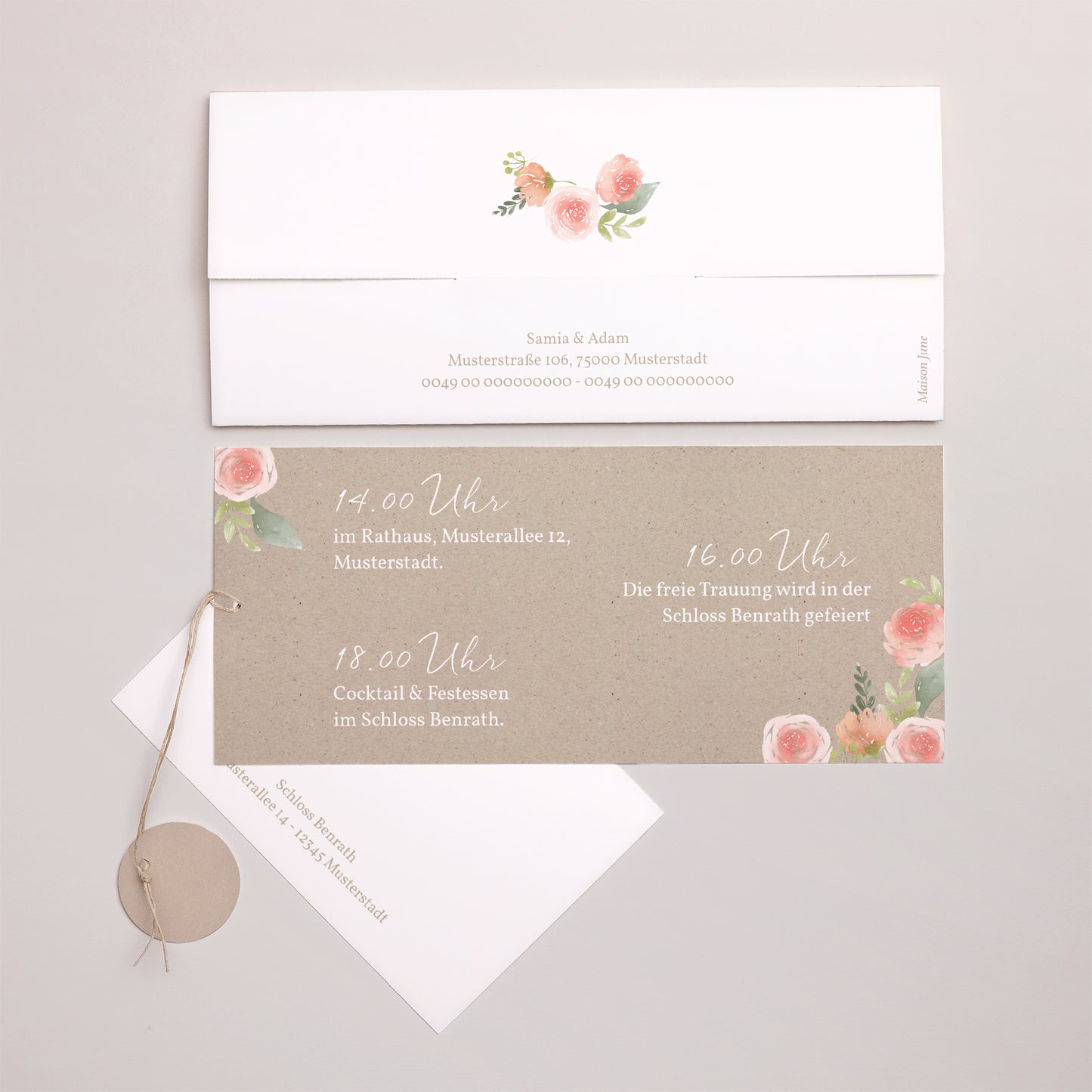 Hochzeitseinladung Mappe 2 Karten, Etikett Landleben Angeln foto N° 4